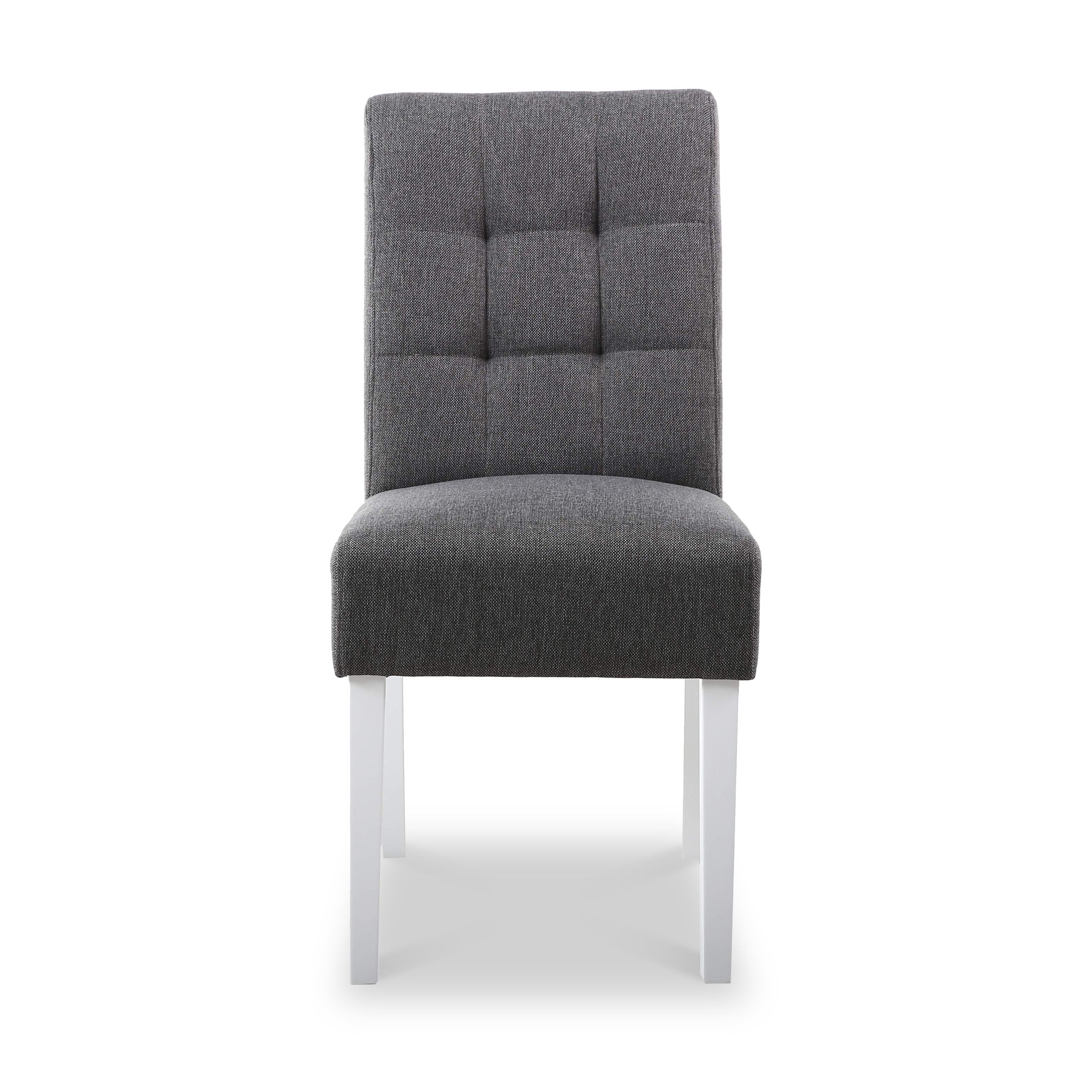 Pryder Faux Linen Dining Chair with White Legs - Image 3