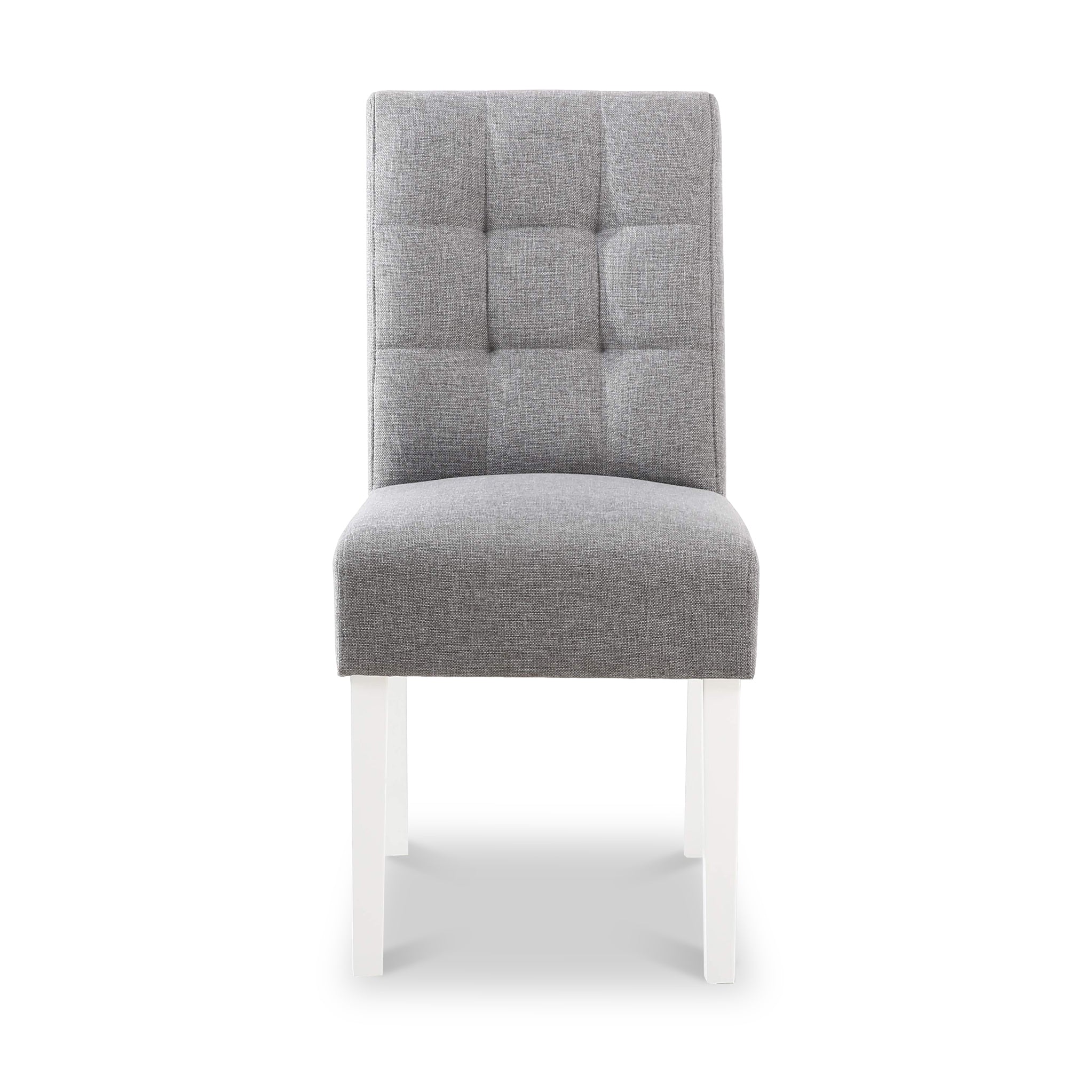 Pryder Faux Linen Dining Chair with White Legs - Image 9