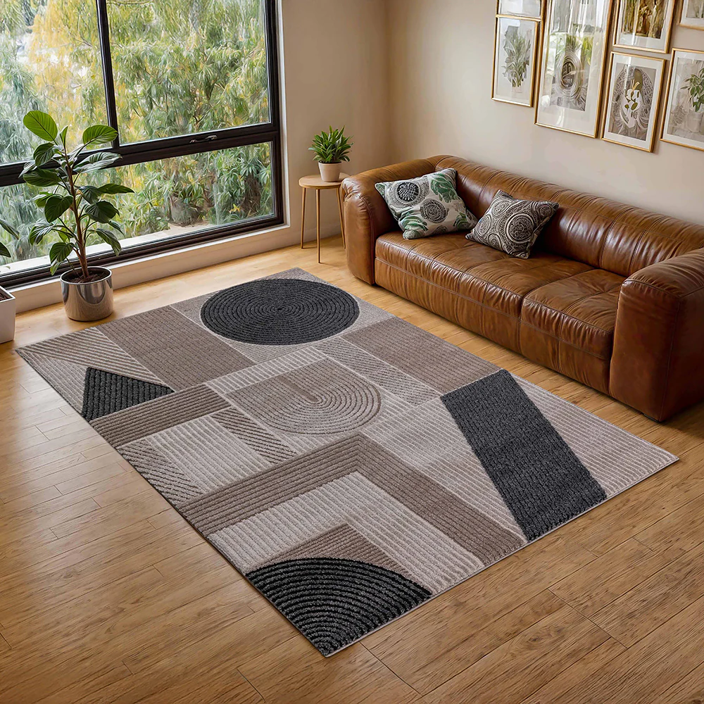 Quimby Textured Geometric Design Rug - Image 2