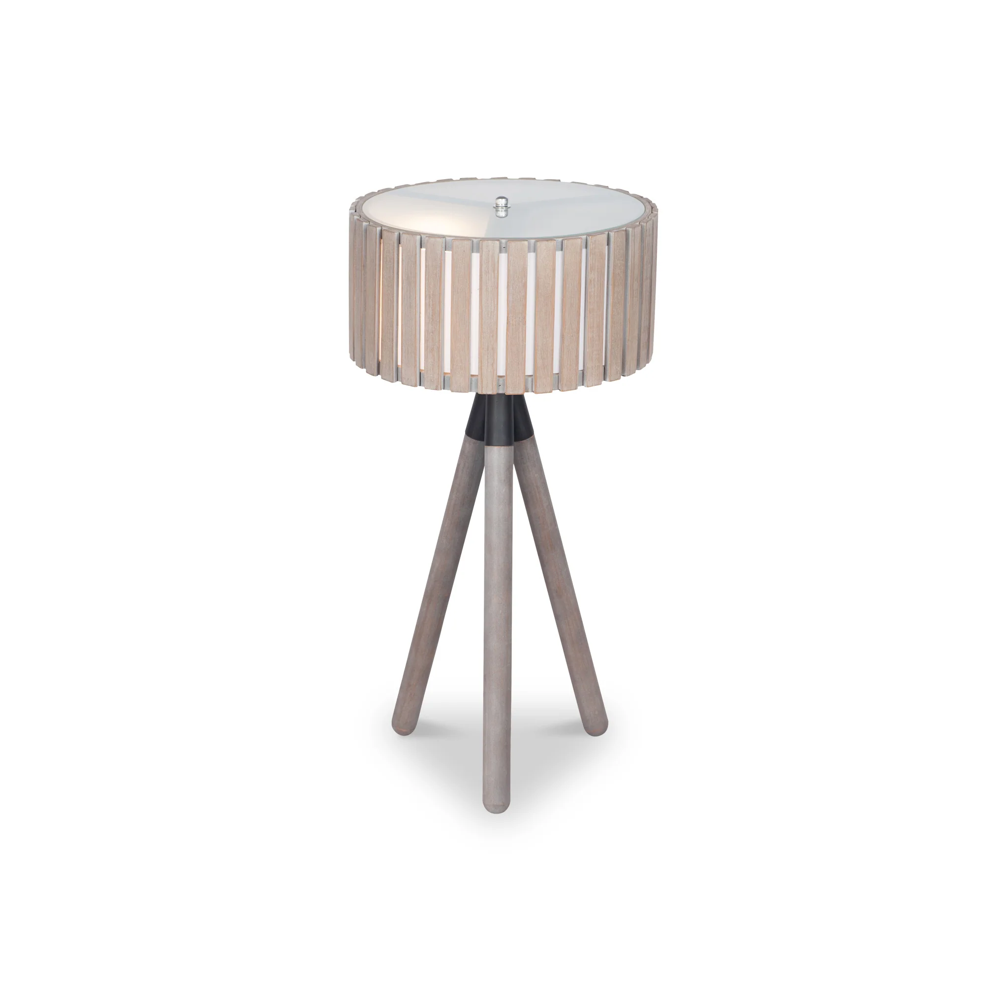 Rabanne Slatted Antique Wood Tripod Table Lamp - Image 4