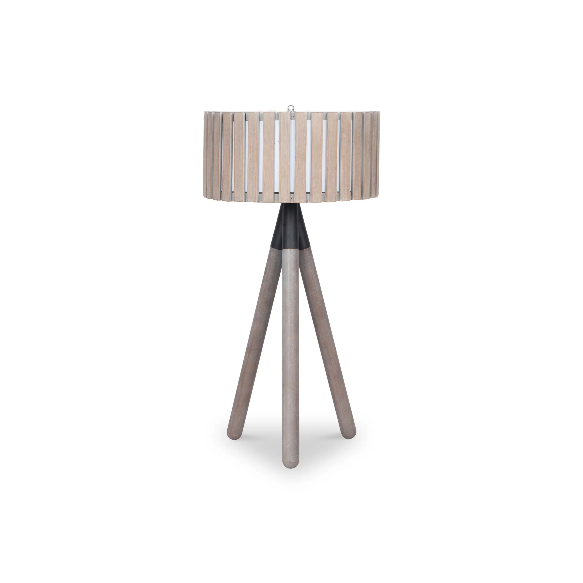 Rabanne Slatted Antique Wood Tripod Table Lamp - Image 5