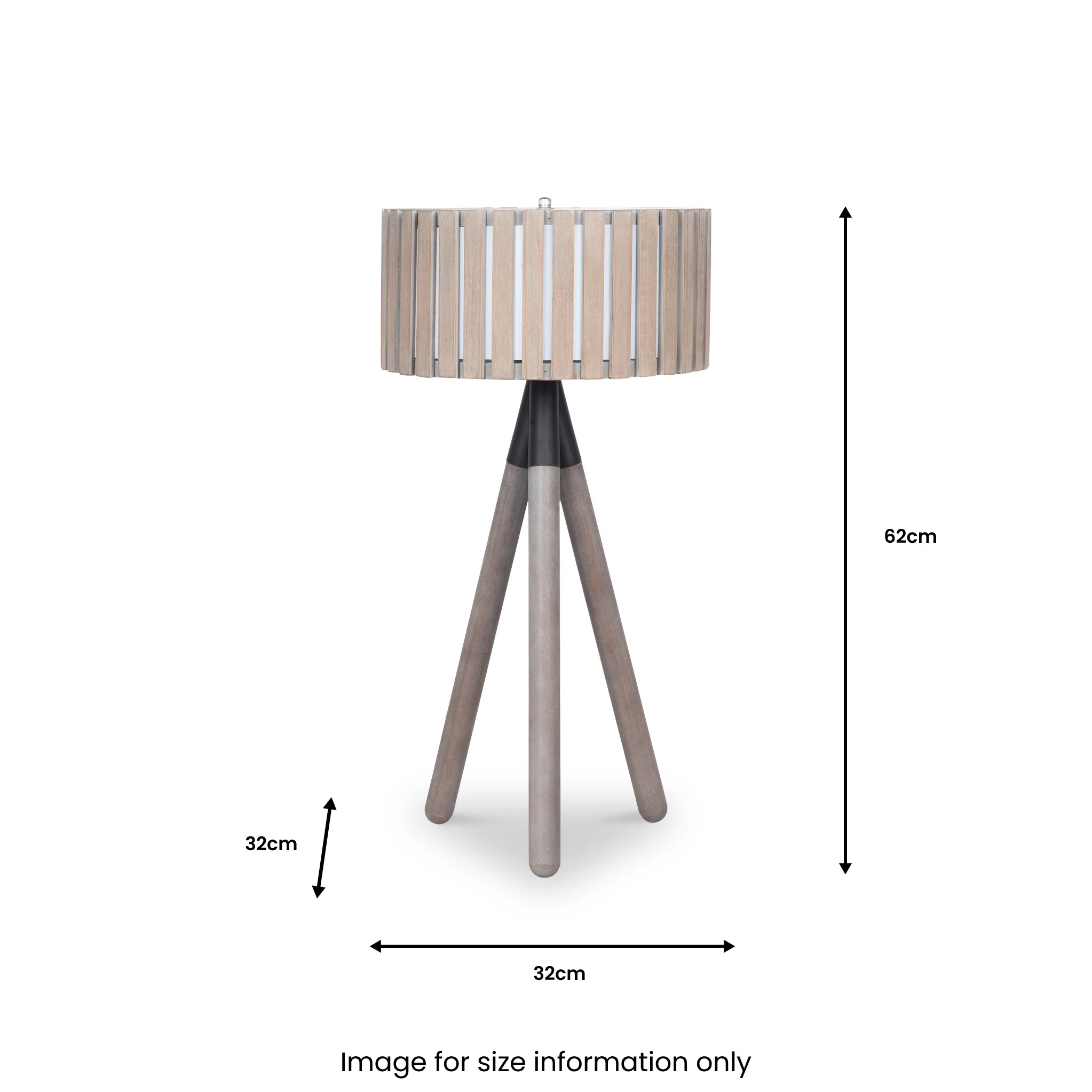Rabanne Slatted Antique Wood Tripod Table Lamp - Image 7