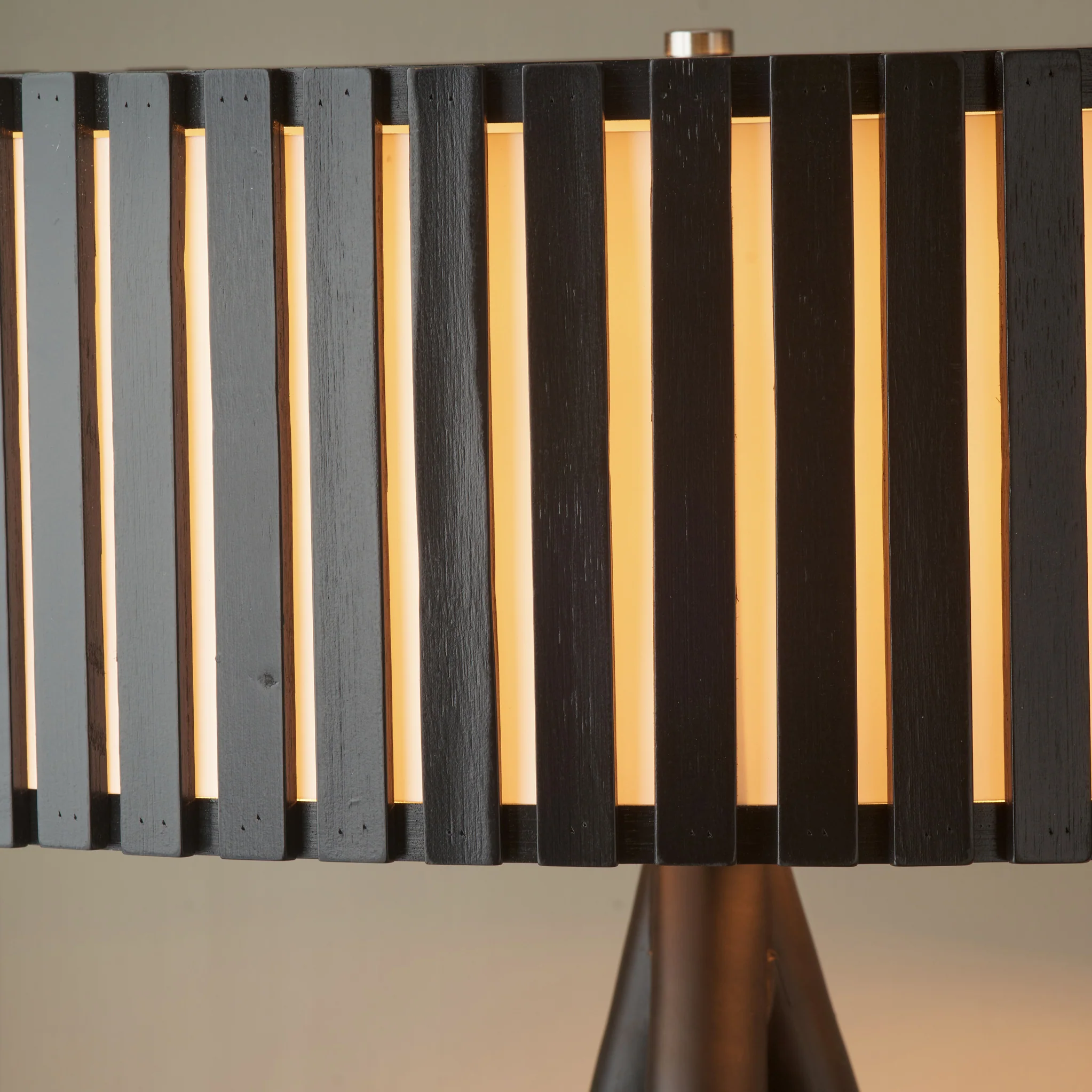 Rabanne Slatted Black Wood Tripod Floor Lamp - Image 3