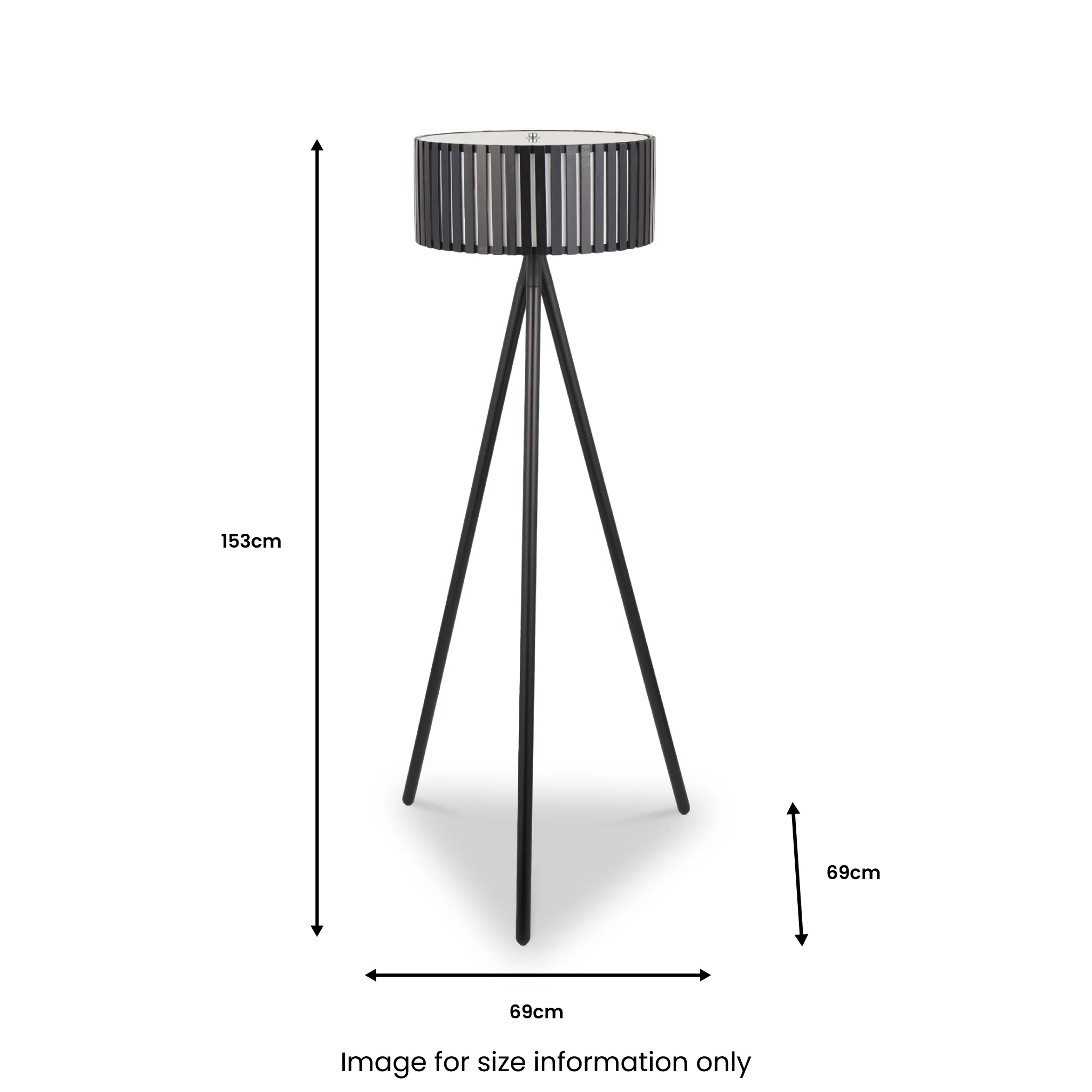 Rabanne Slatted Black Wood Tripod Floor Lamp - Image 7