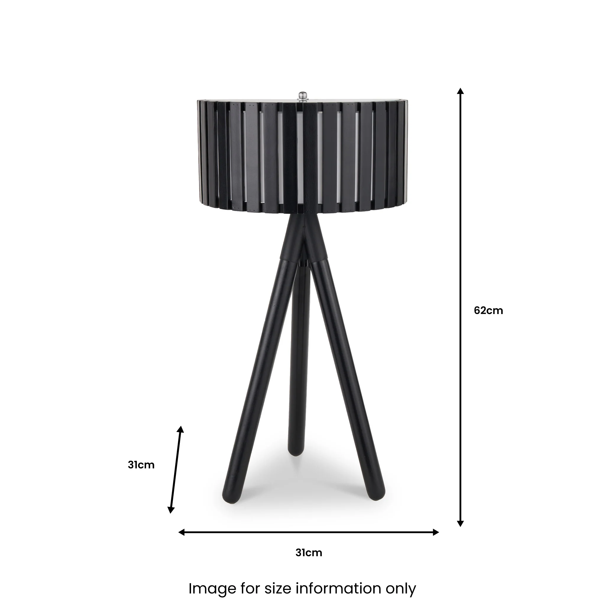 Rabanne Slatted Black Wood Tripod Table Lamp - Image 8