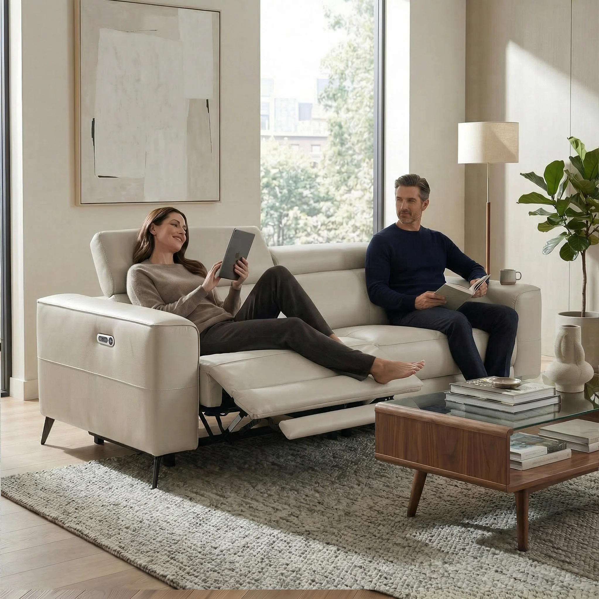 Radford Leather Dual Power Recliner 3 Seater Sofa - Image 10