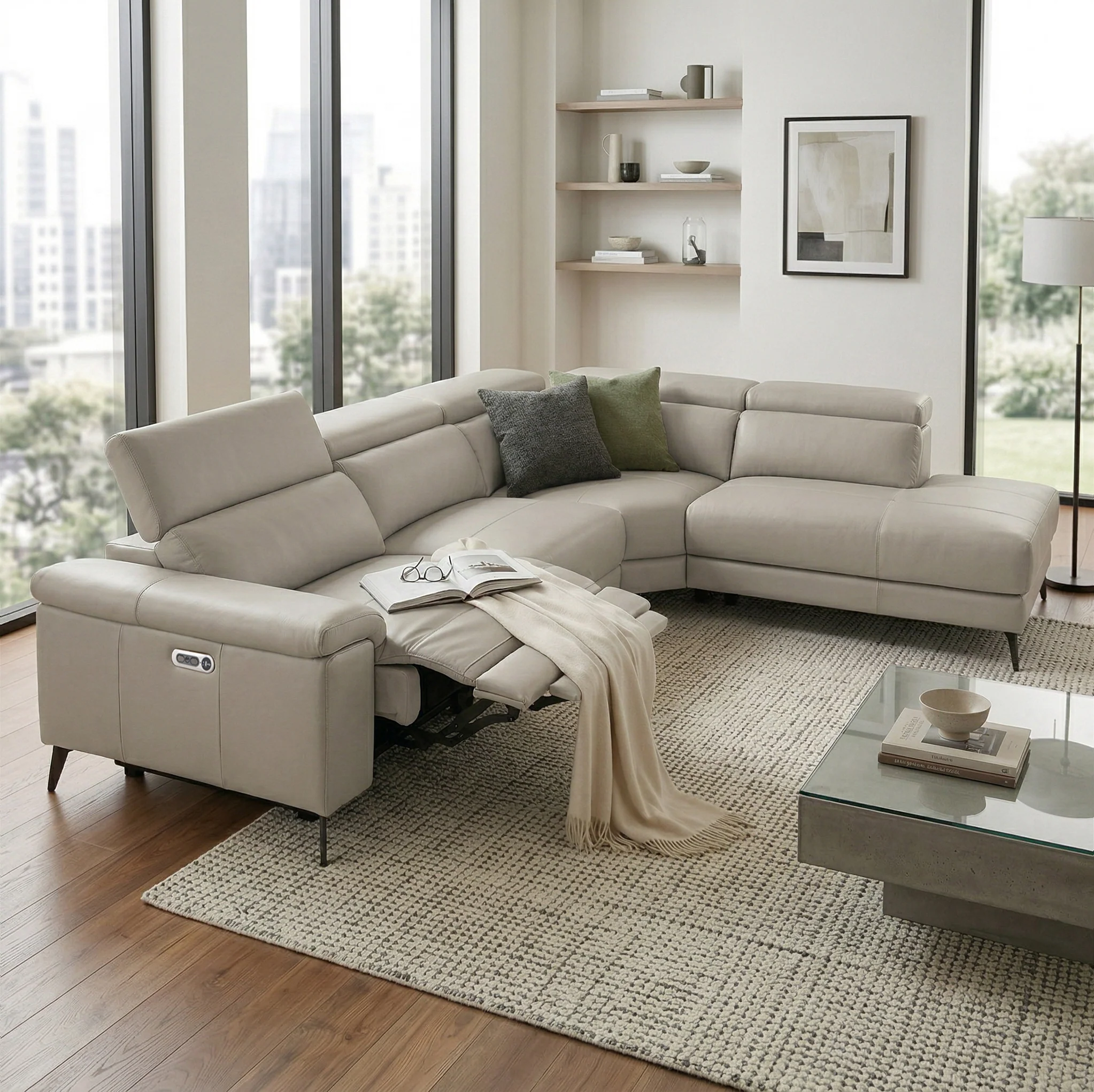 Radford Leather Power Reclining Corner Chaise Sofa - Image 15
