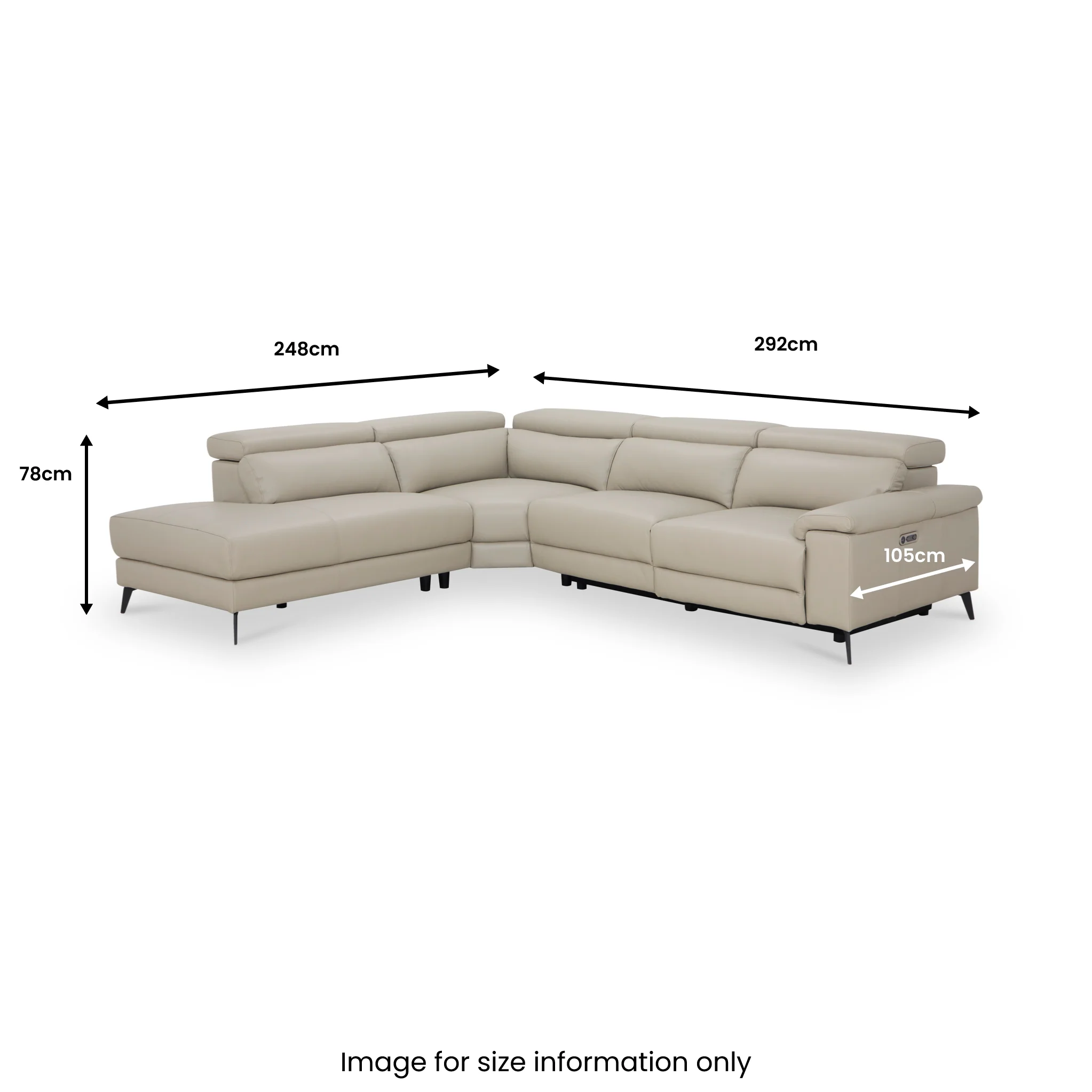 Radford Leather Power Reclining Corner Chaise Sofa - Image 26