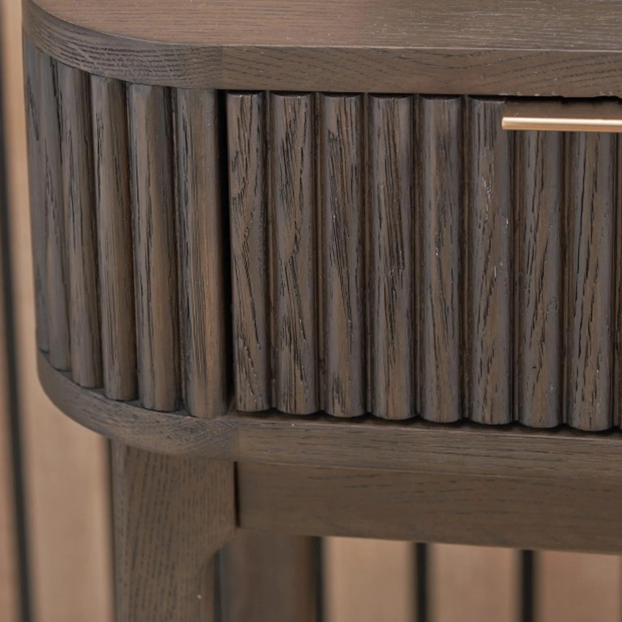 Raie Fluted Oak and Pine 1 Drawer Bedside Table - Image 5