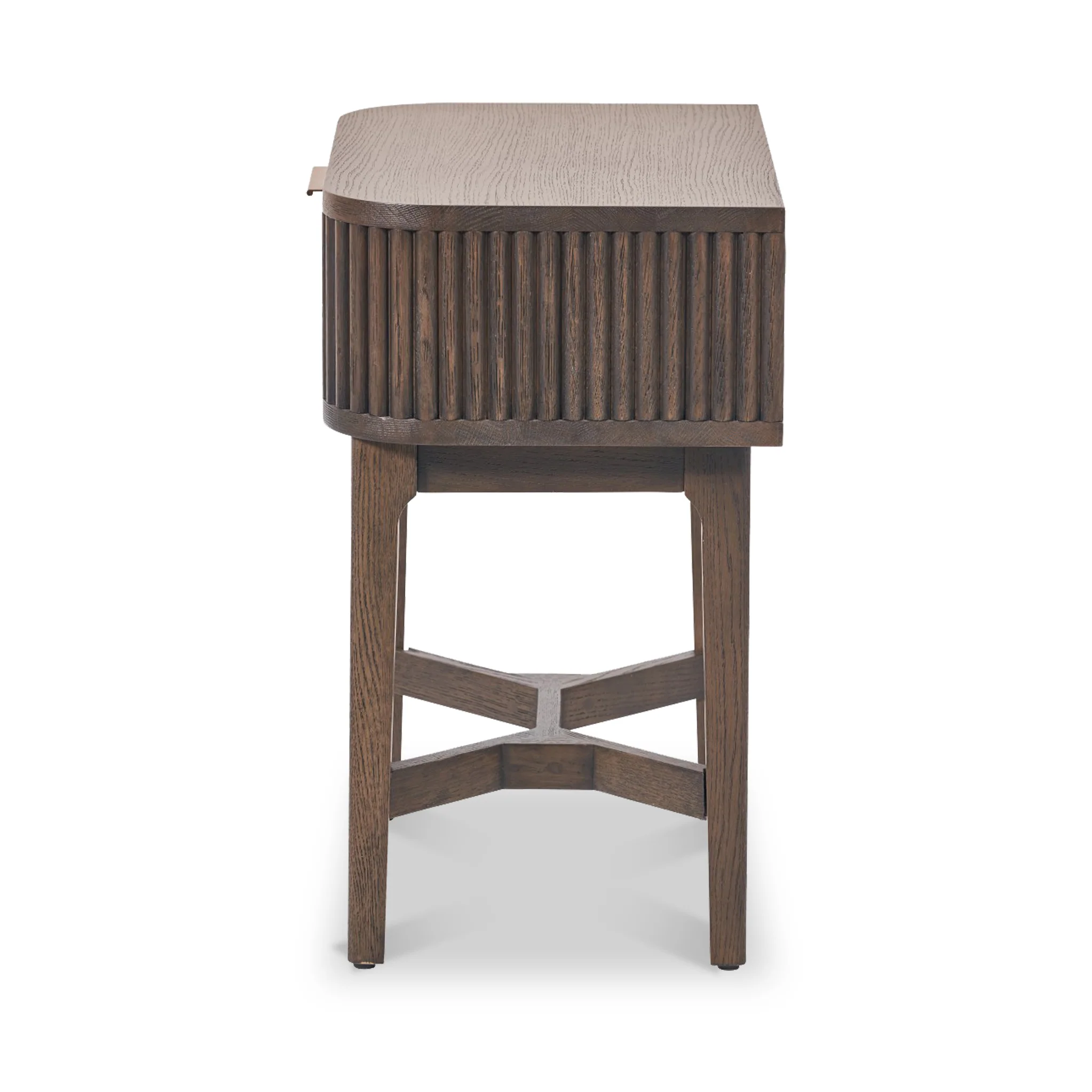 Raie Fluted Oak and Pine 1 Drawer Bedside Table - Image 8