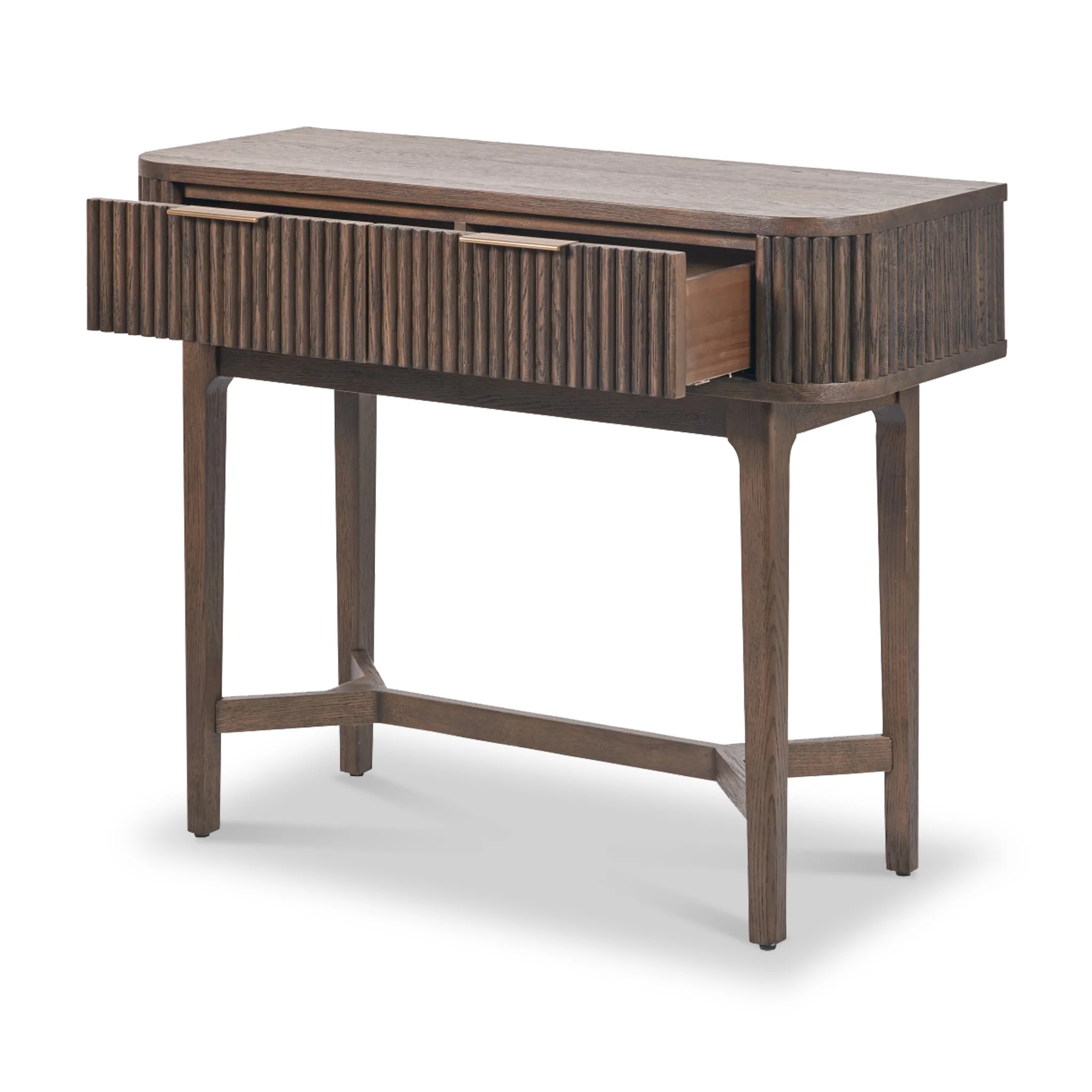 Raie Fluted Oak and Pine Console Table Table - Image 4