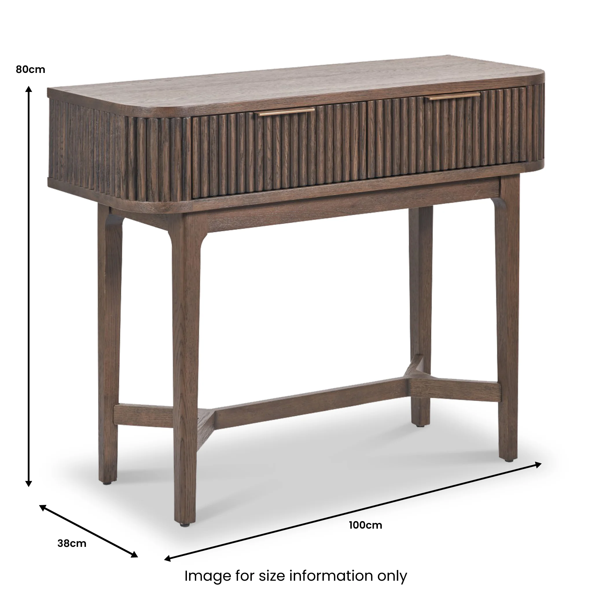 Raie Fluted Oak and Pine Console Table Table - Image 9