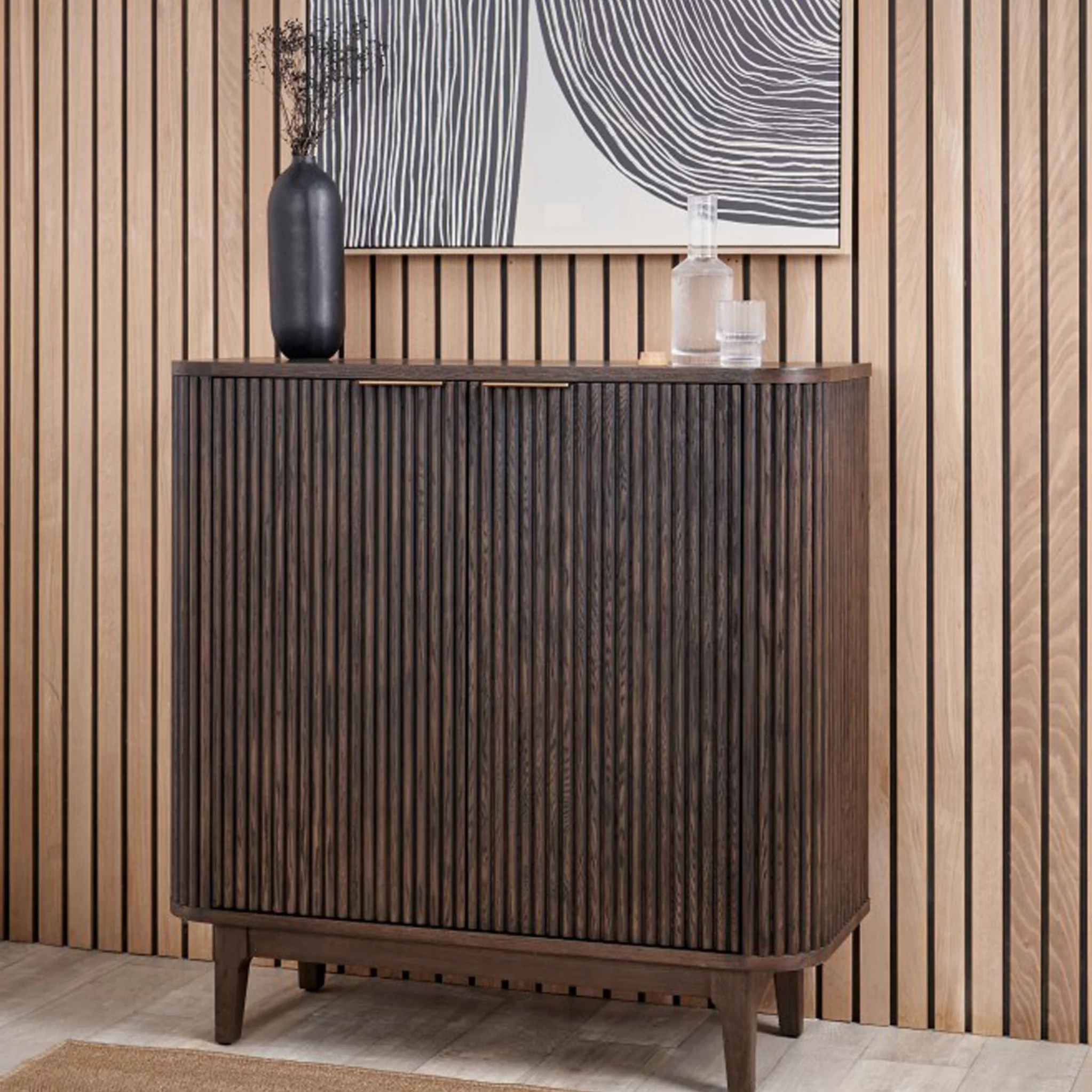 Raie Fluted Oak and Pine Small Sideboard - Image 2