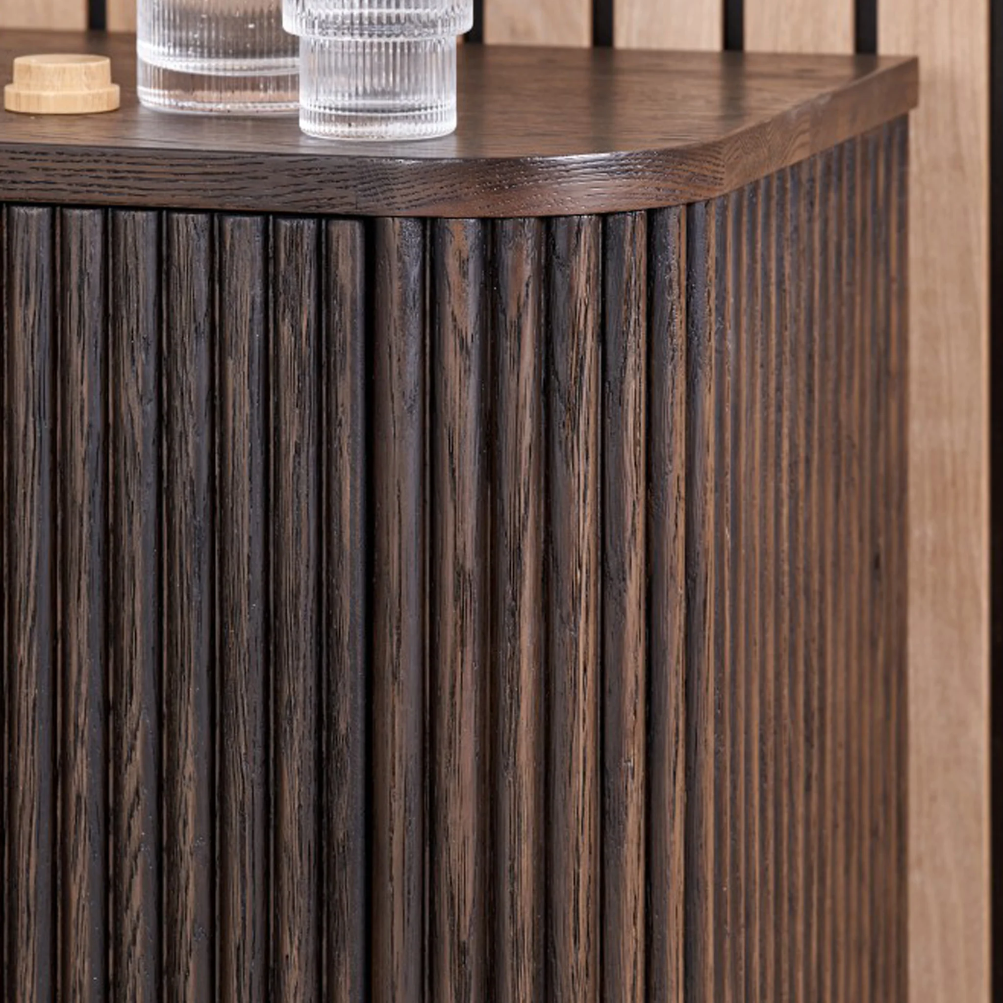 Raie Fluted Oak and Pine Small Sideboard - Image 7