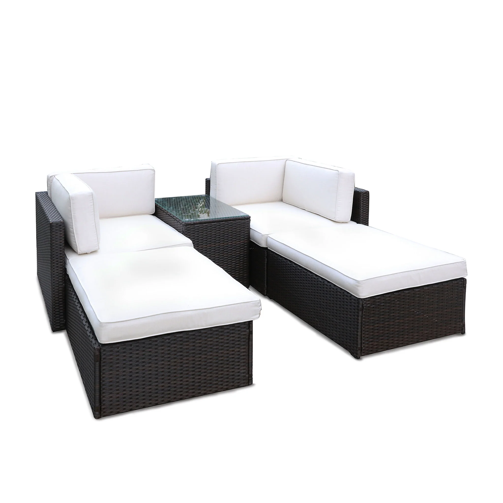 Rattan Multipositional Lounge Set with Console - Image 14