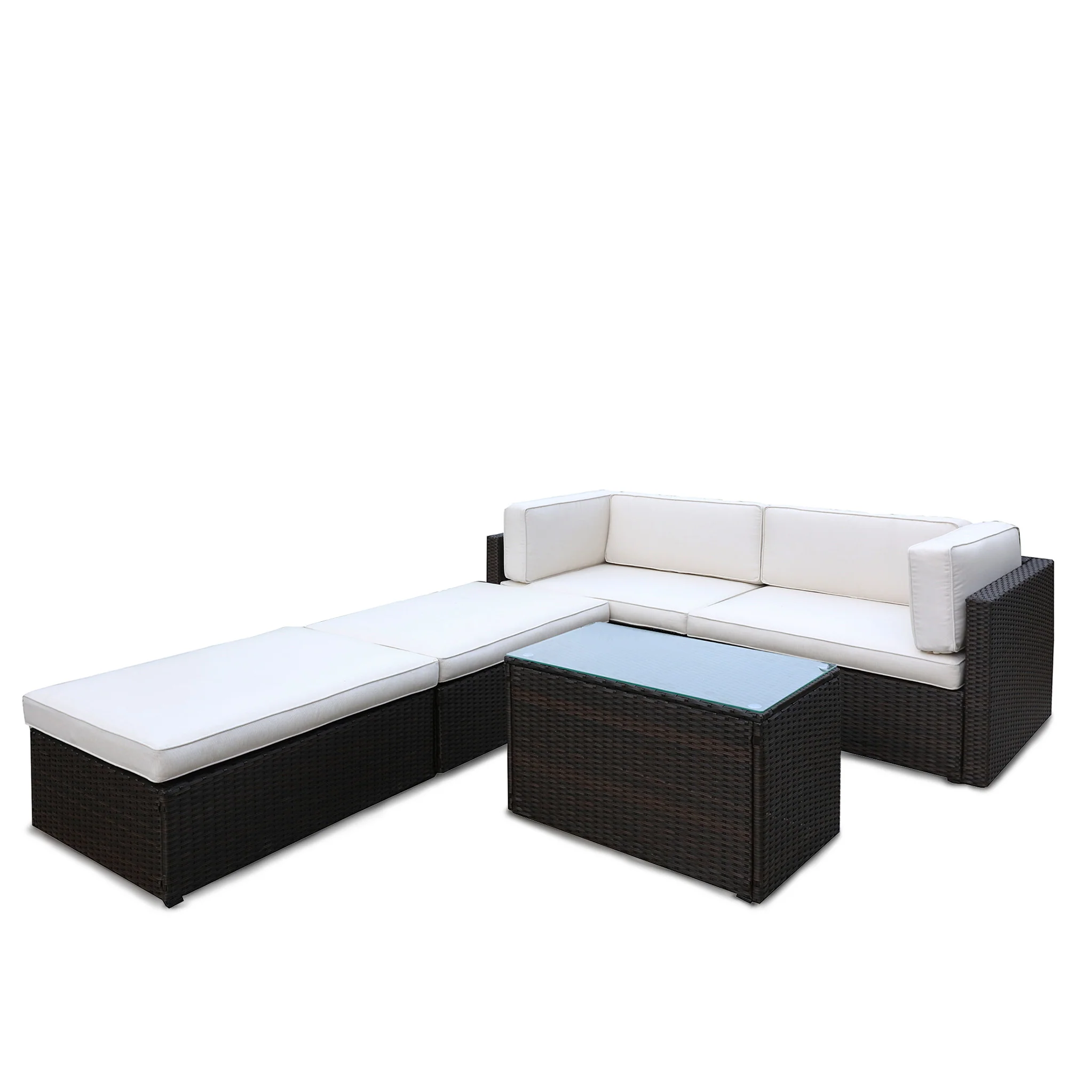 Rattan Multipositional Lounge Set with Console - Image 7