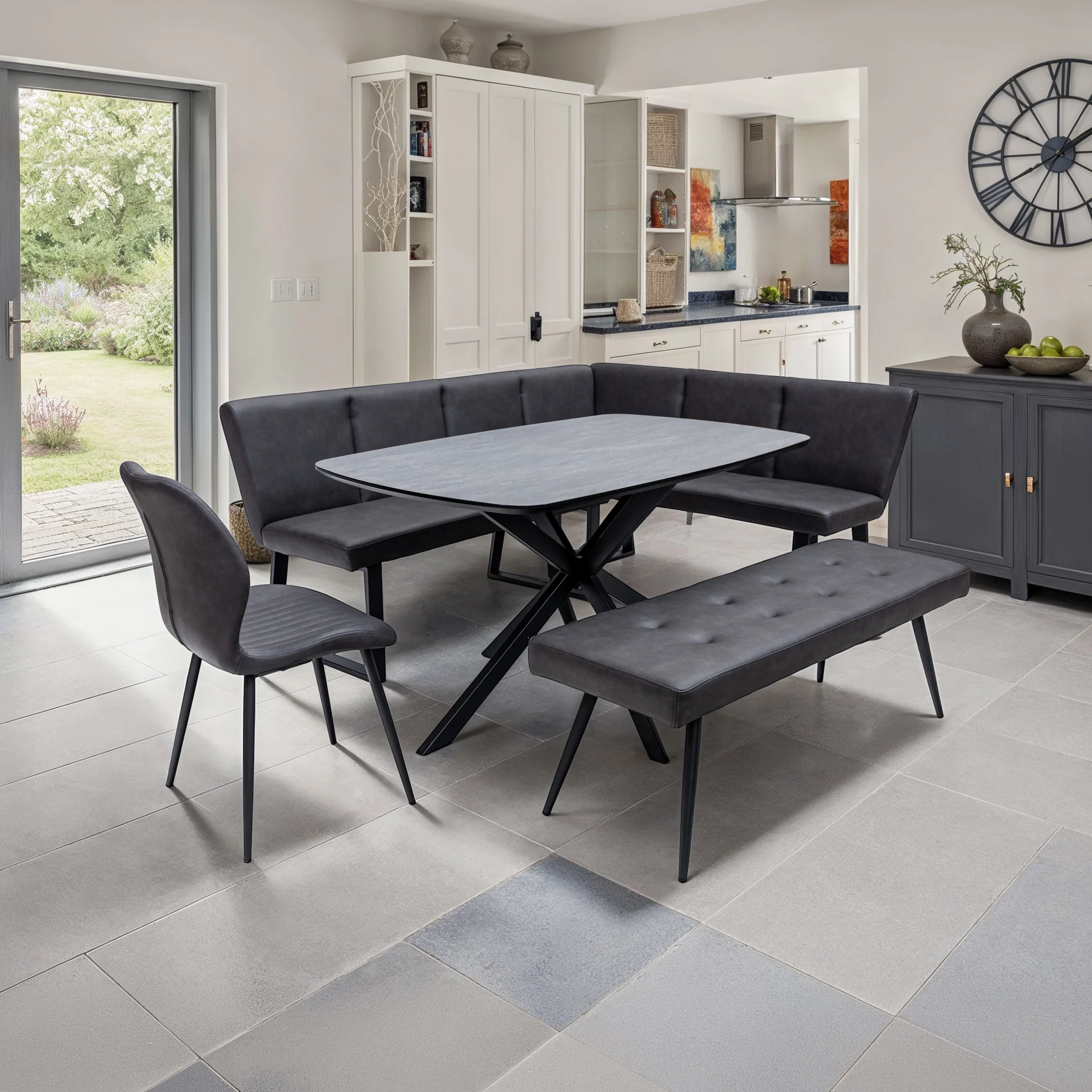 Renley Faux Leather Dining Bench - Image 2