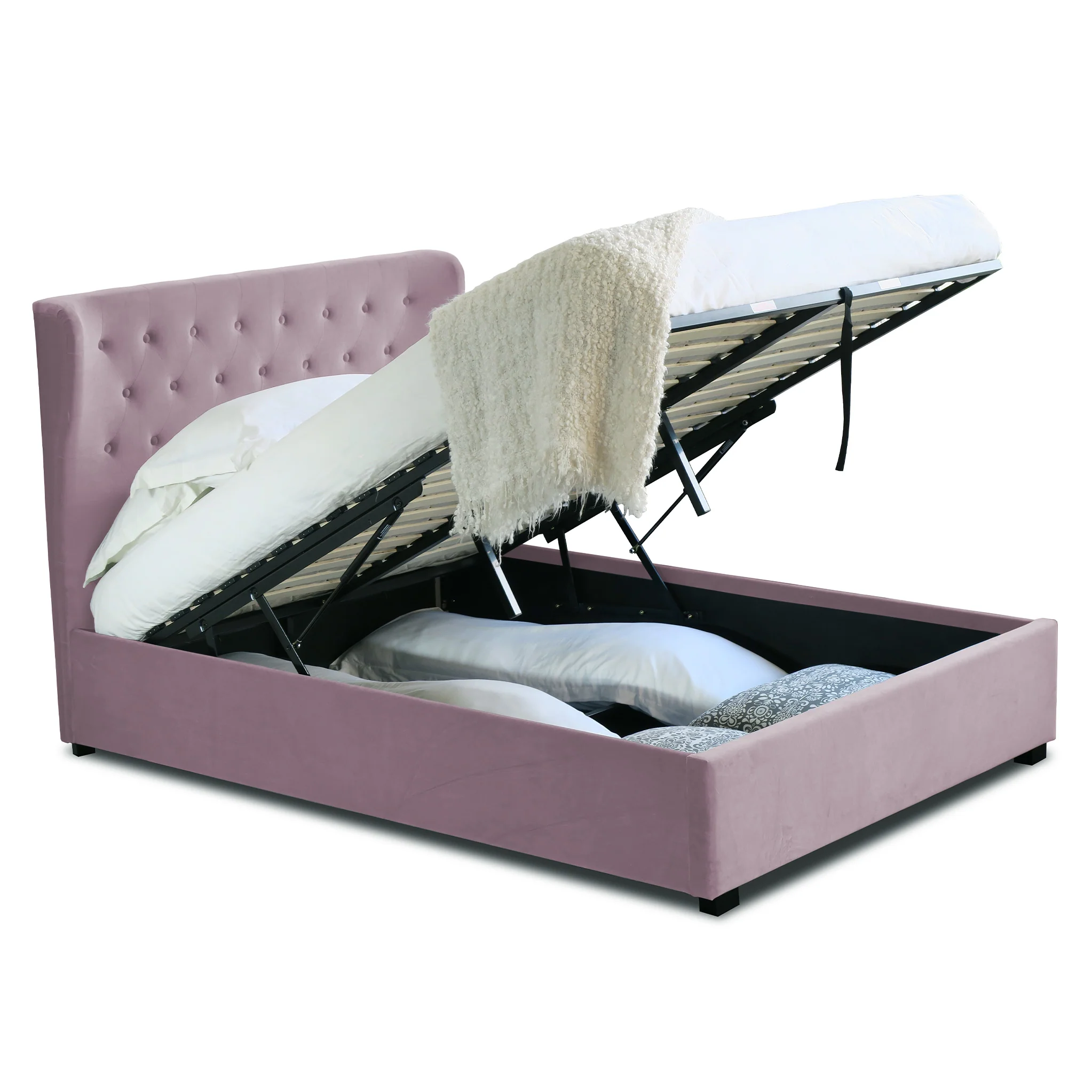 Richmond Velvet Ottoman Storage Bed Frame - Image 4