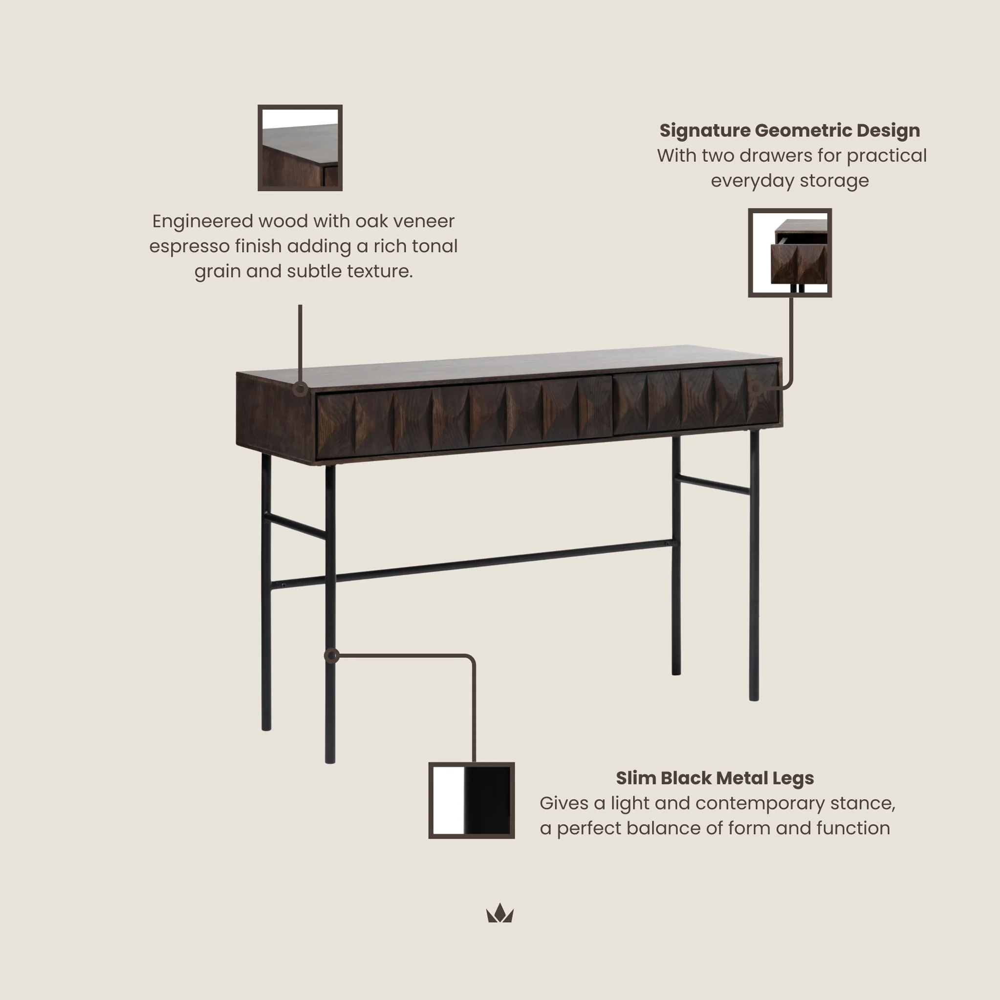 Roka Oak Geometric Console Table - Image 6