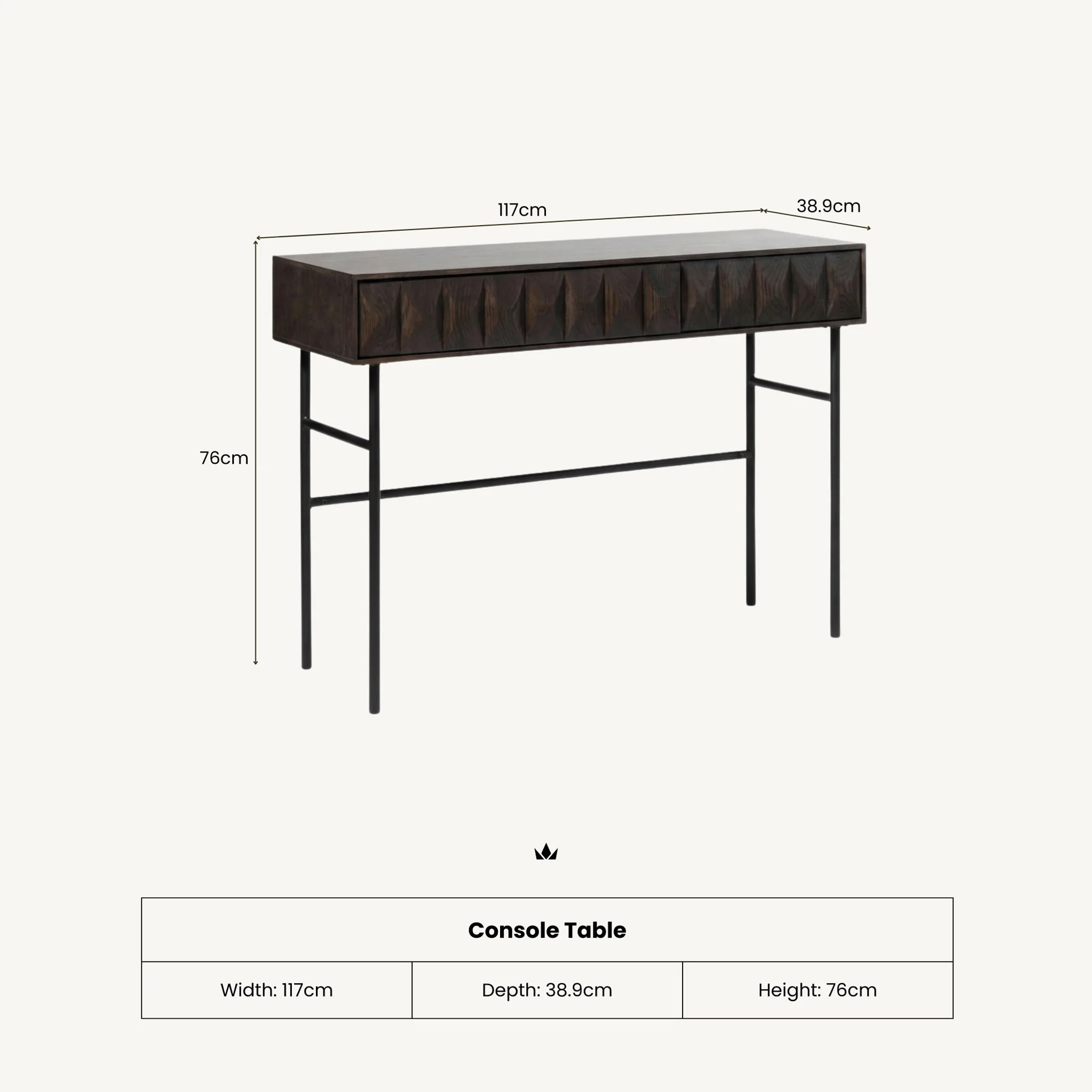 Roka Oak Geometric Console Table - Image 7