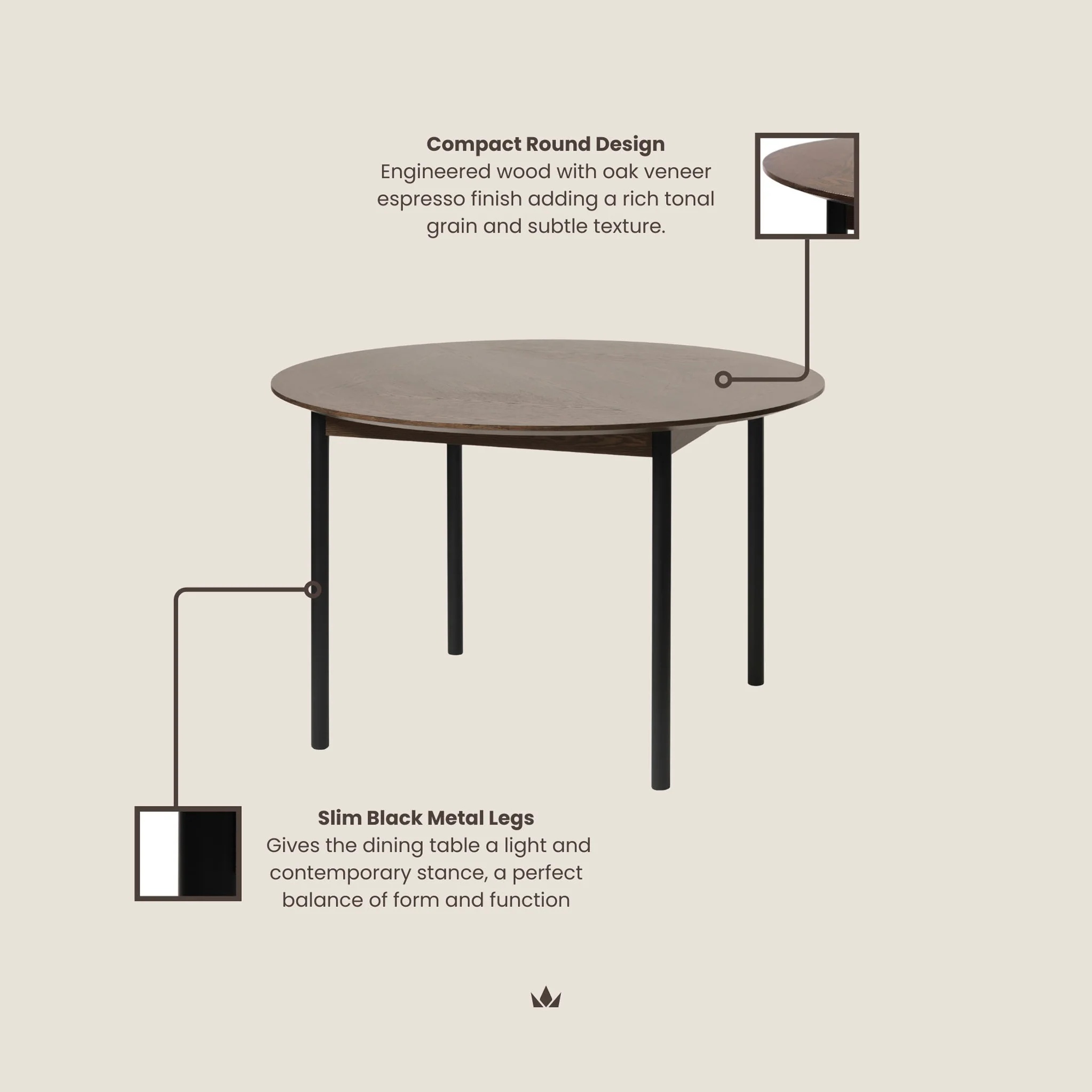 Roka Oak Round Dining Table - Image 5
