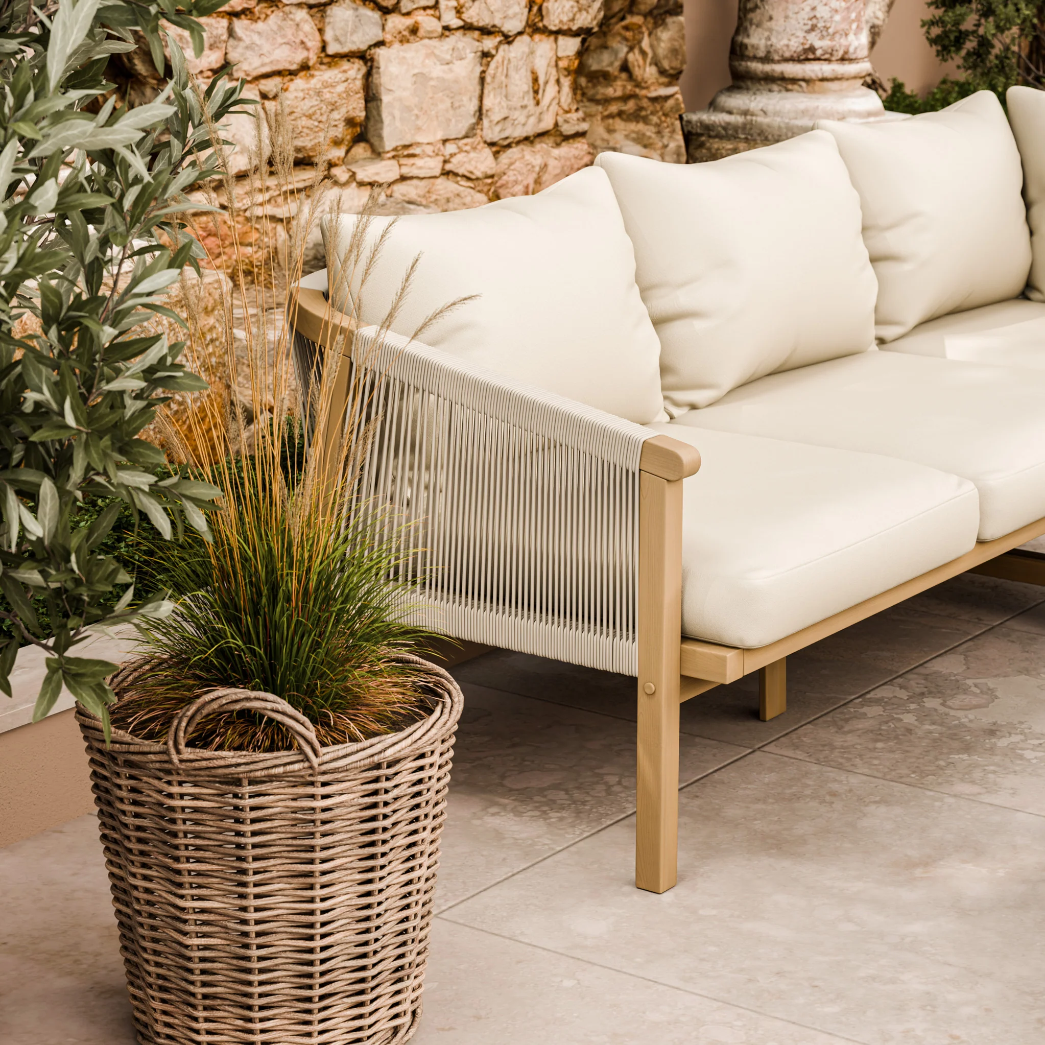 Roma FSC 5 Seater Corner Lounge Set with 90cm Square Coffee Table - Image 3