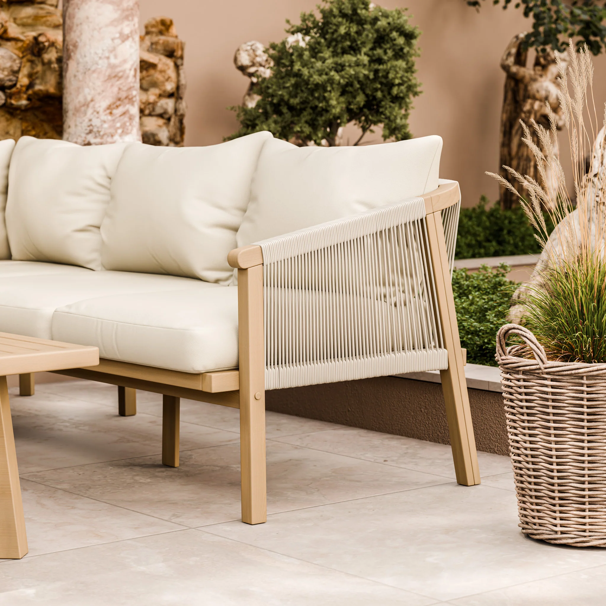 Roma FSC 5 Seater Corner Lounge Set with 90cm Square Coffee Table - Image 4