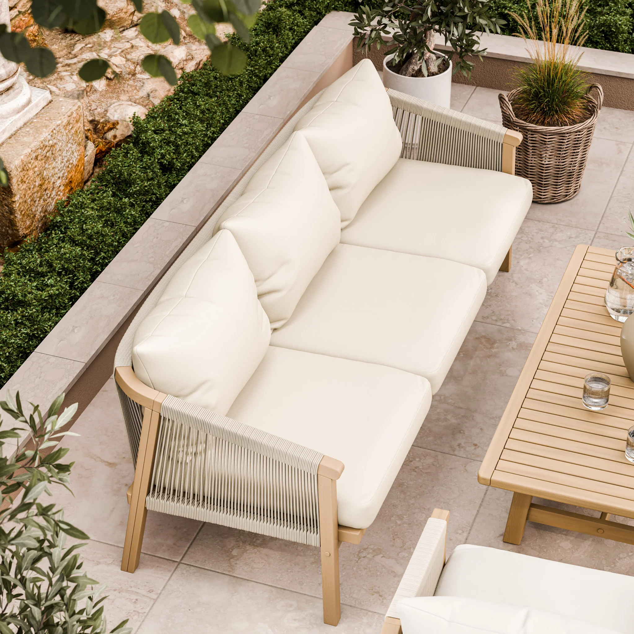 Roma FSC 5 Seater Triple Lounge Set with Rectangular Coffee Table - Image 2