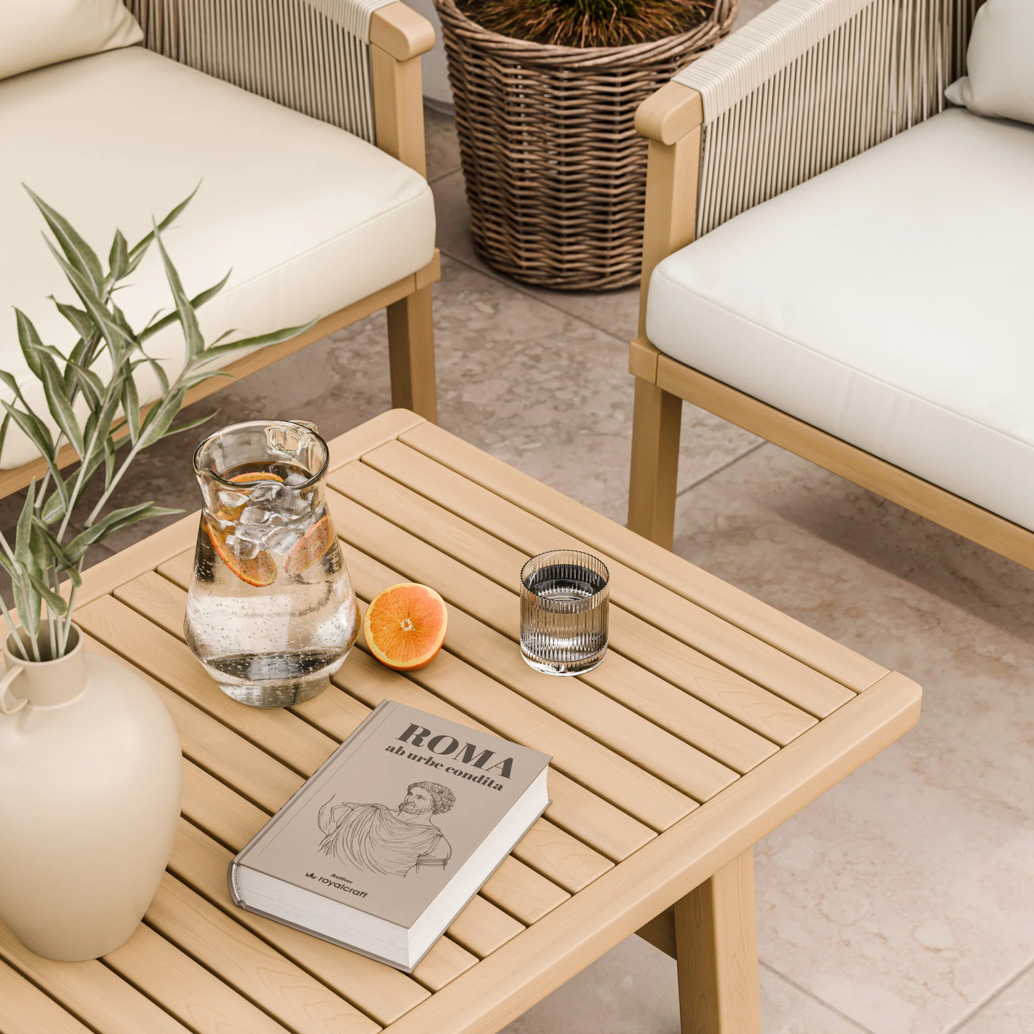 Roma FSC 5 Seater Triple Lounge Set with Rectangular Coffee Table - Image 5