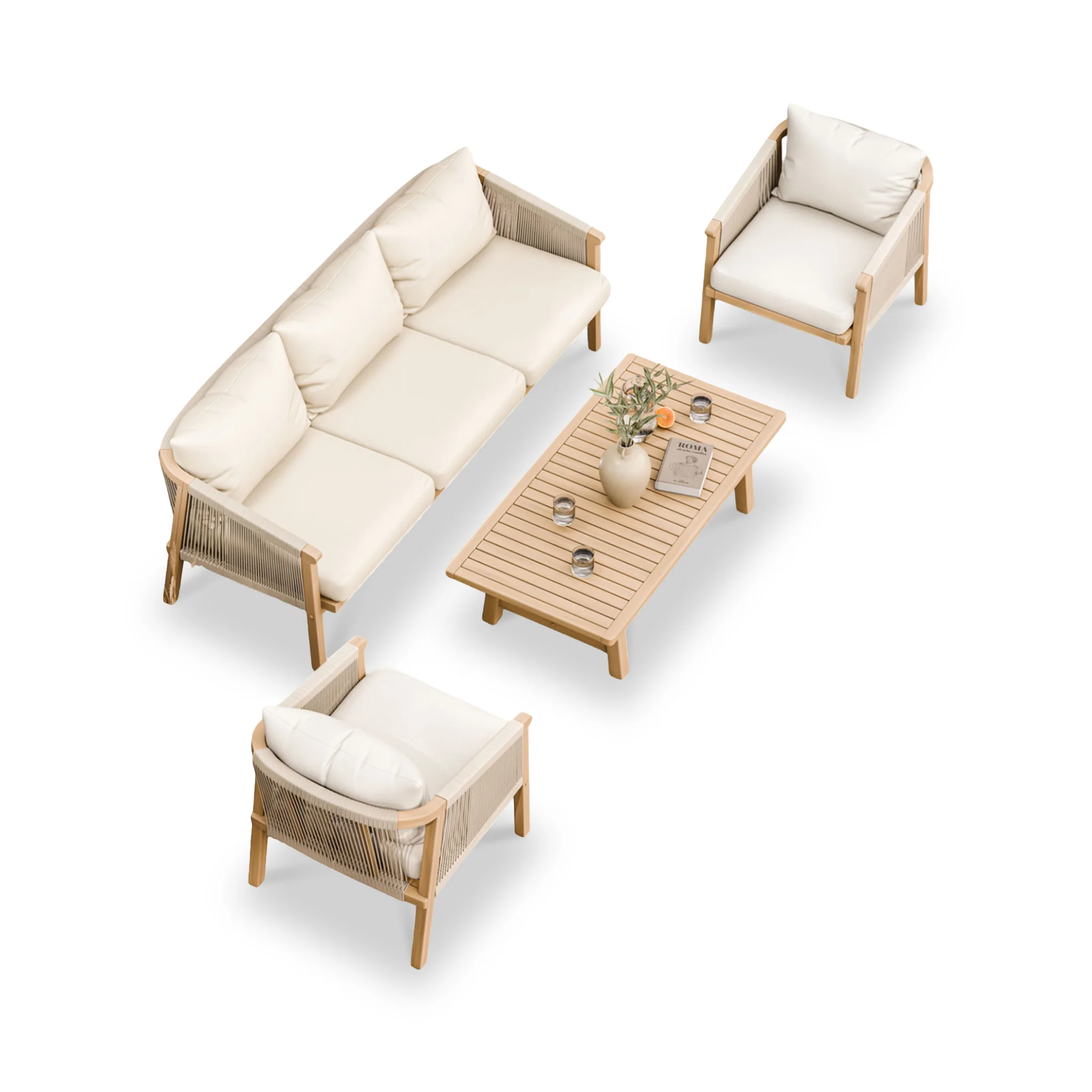 Roma FSC 5 Seater Triple Lounge Set with Rectangular Coffee Table - Image 8