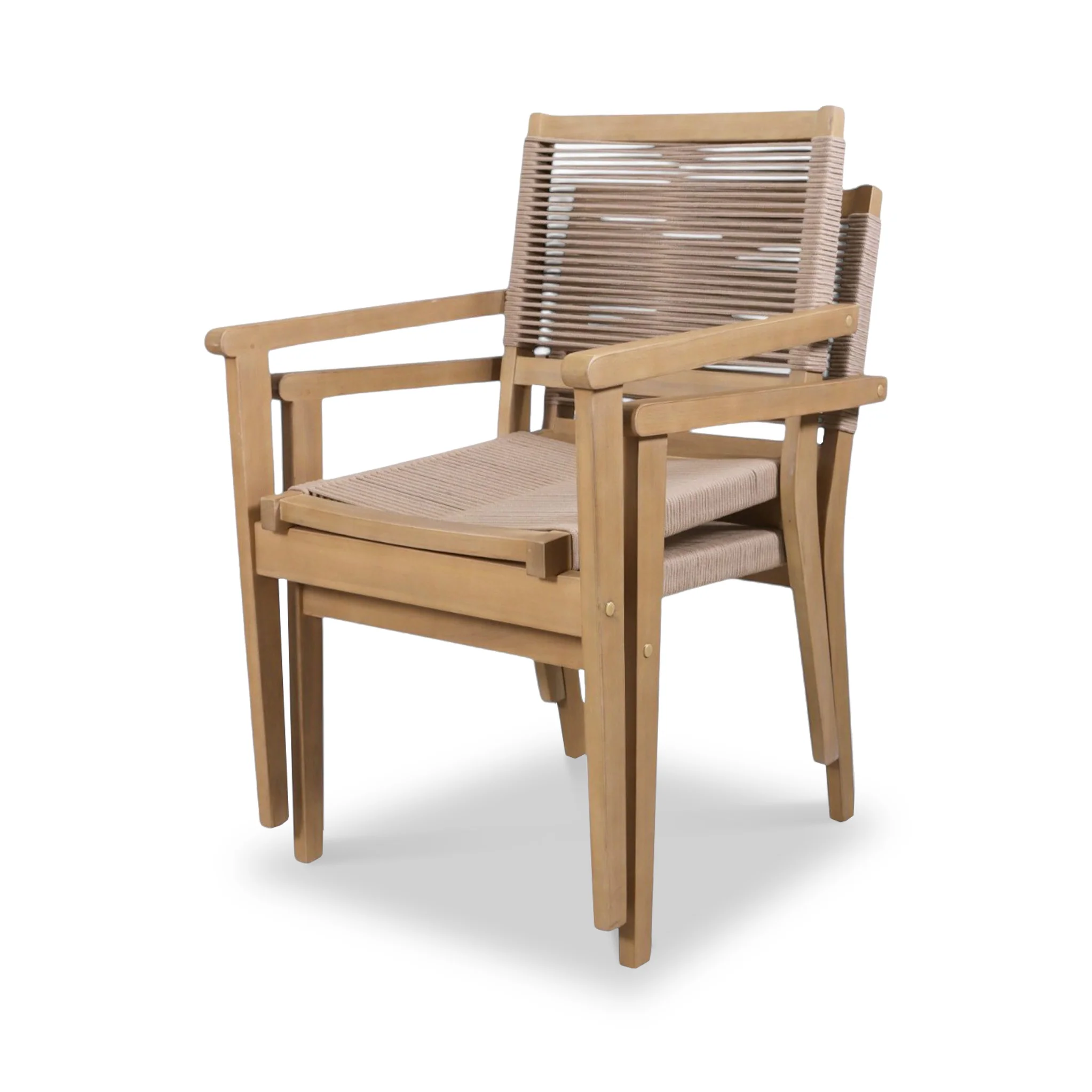 Roma FSC 80cm Sunray Bistro Set with 2 Stacking Rope Chairs - Image 12
