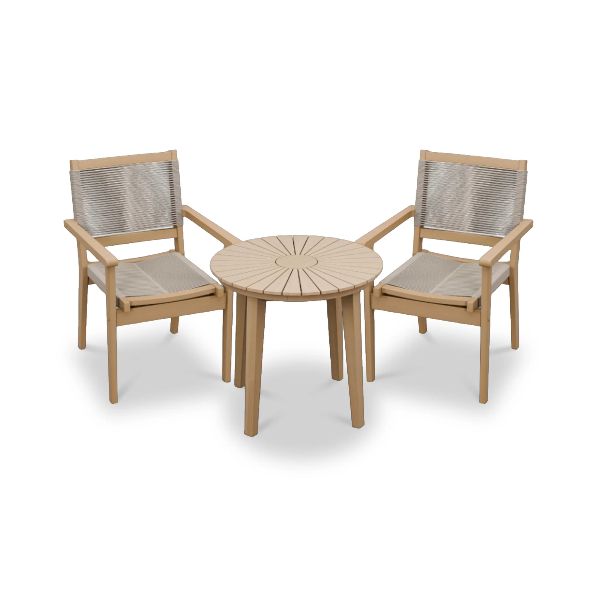 Roma FSC 80cm Sunray Bistro Set with 2 Stacking Rope Chairs - Image 8