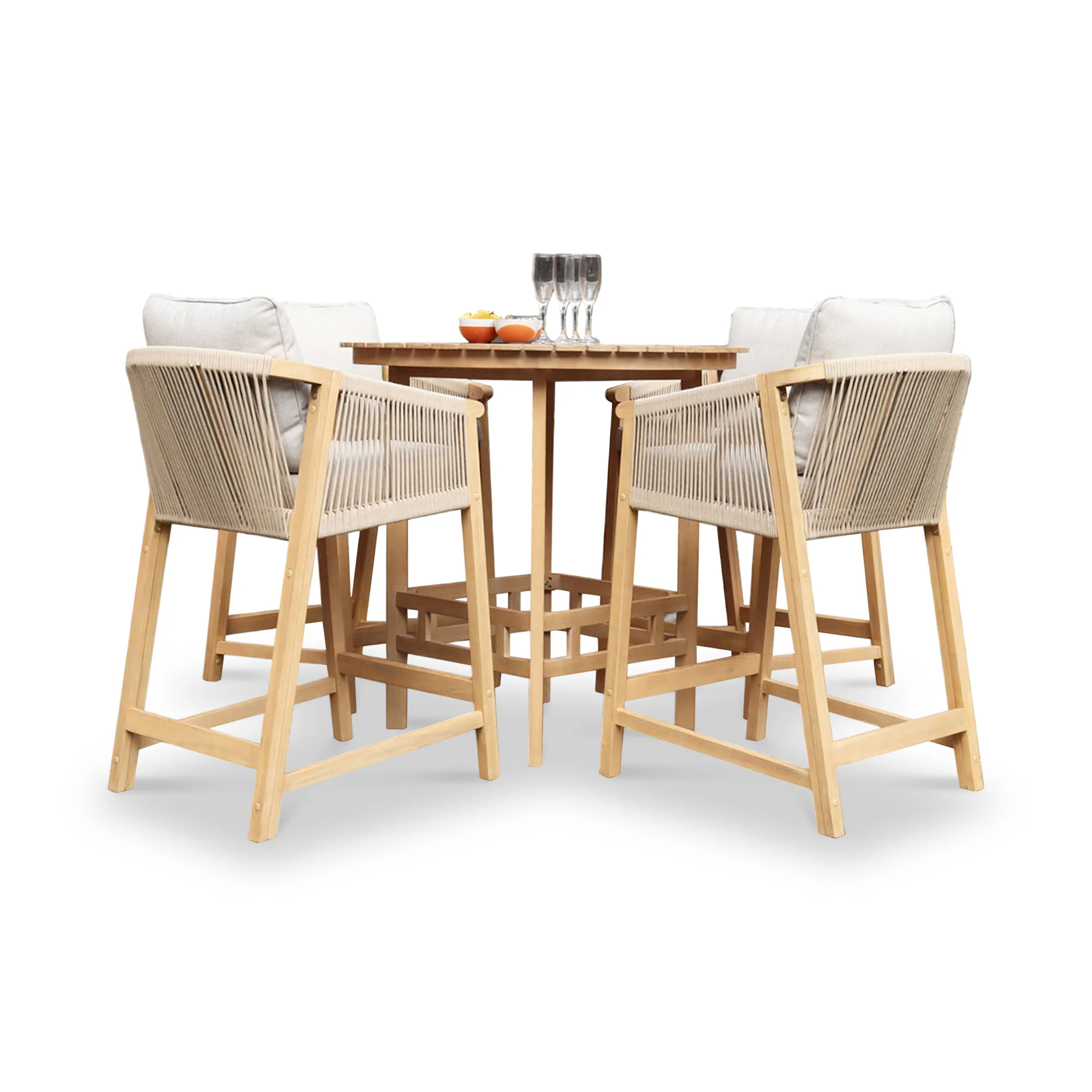 Roma FSC Bar Set 100cm High Table With 4 Deluxe Bar Stools - Image 6