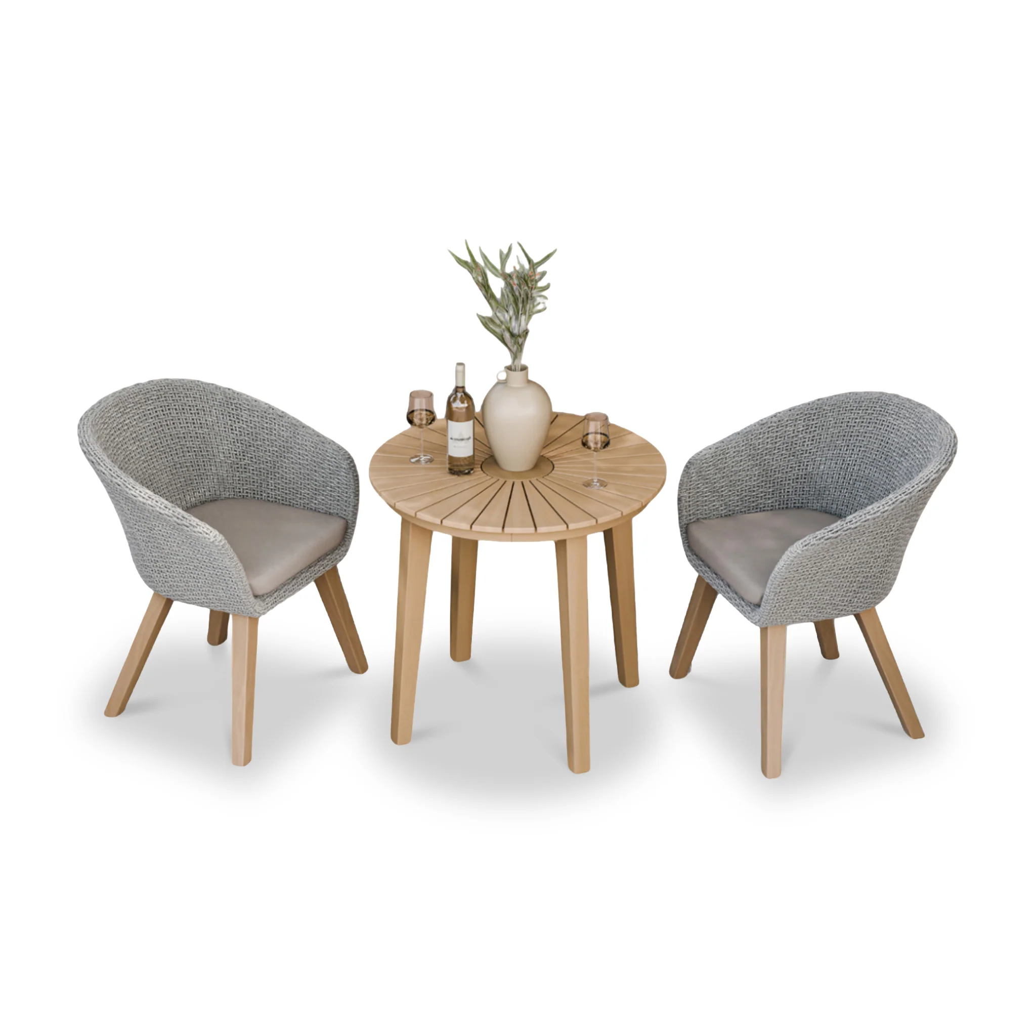 Roma FSC Sunray 80cm Bistro Set with 2 Sol Dining Chairs - Image 5