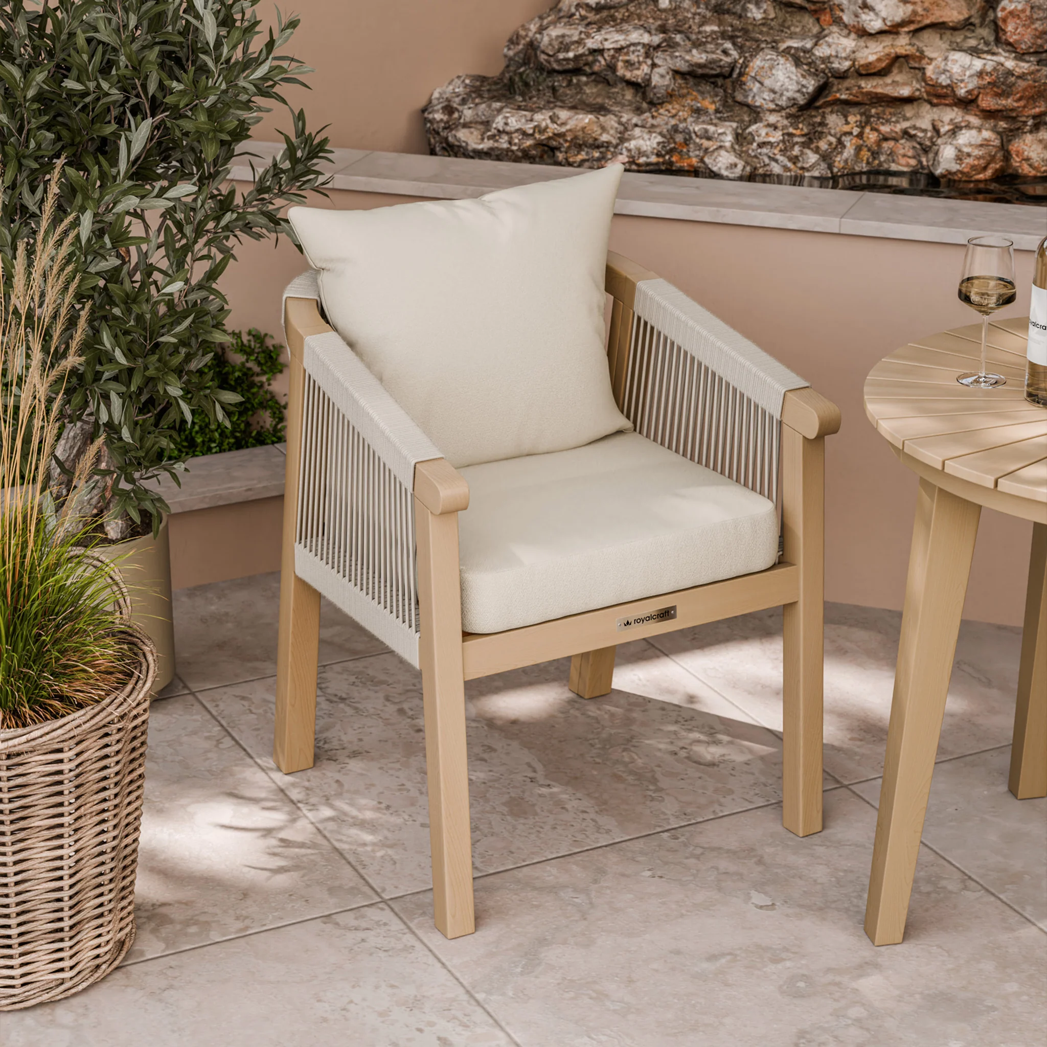 Roma FSC Sunray Bistro Set 80cm Table with 2 Roma Dining Chairs - Image 4