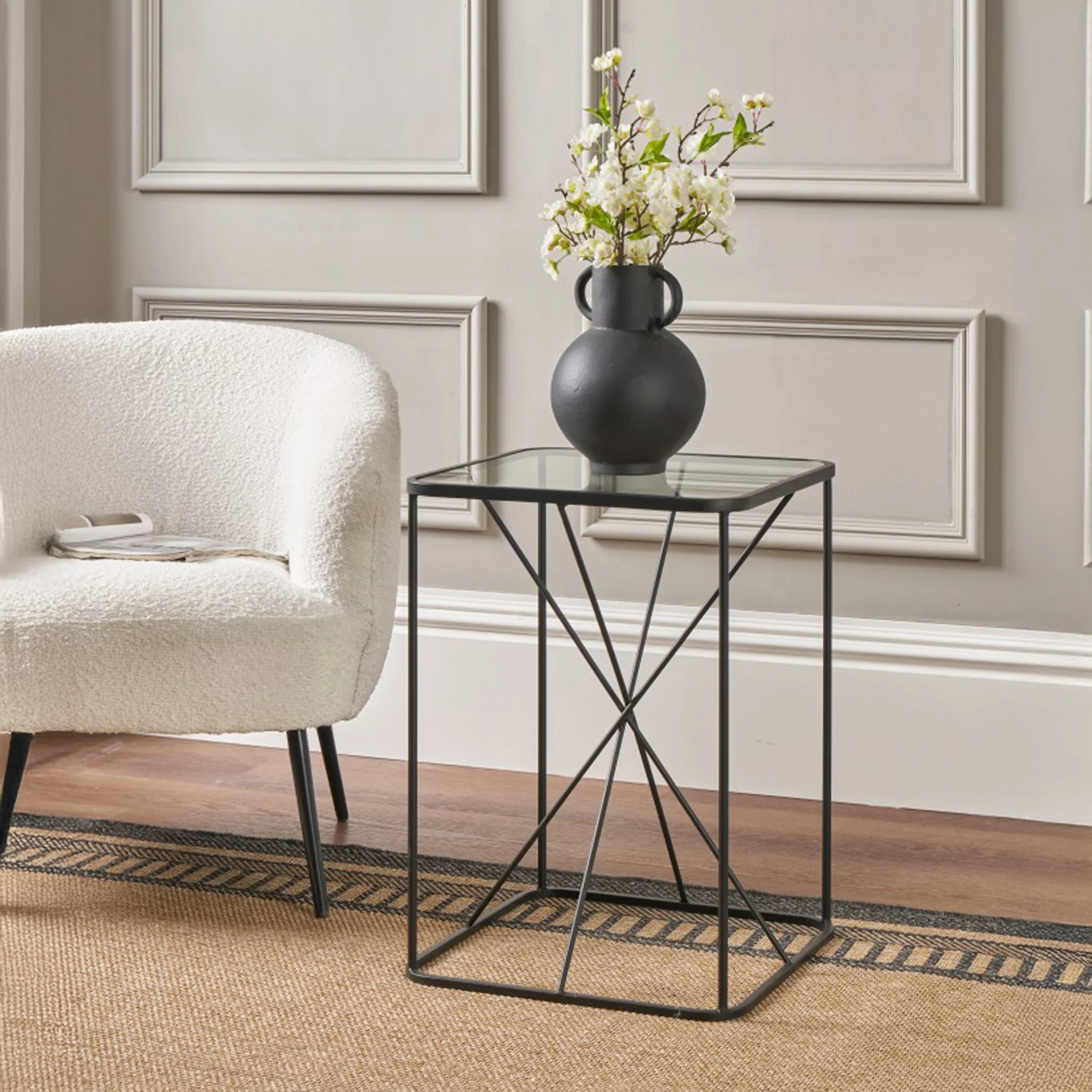Roxy Glass Top Square Side Table - Image 2