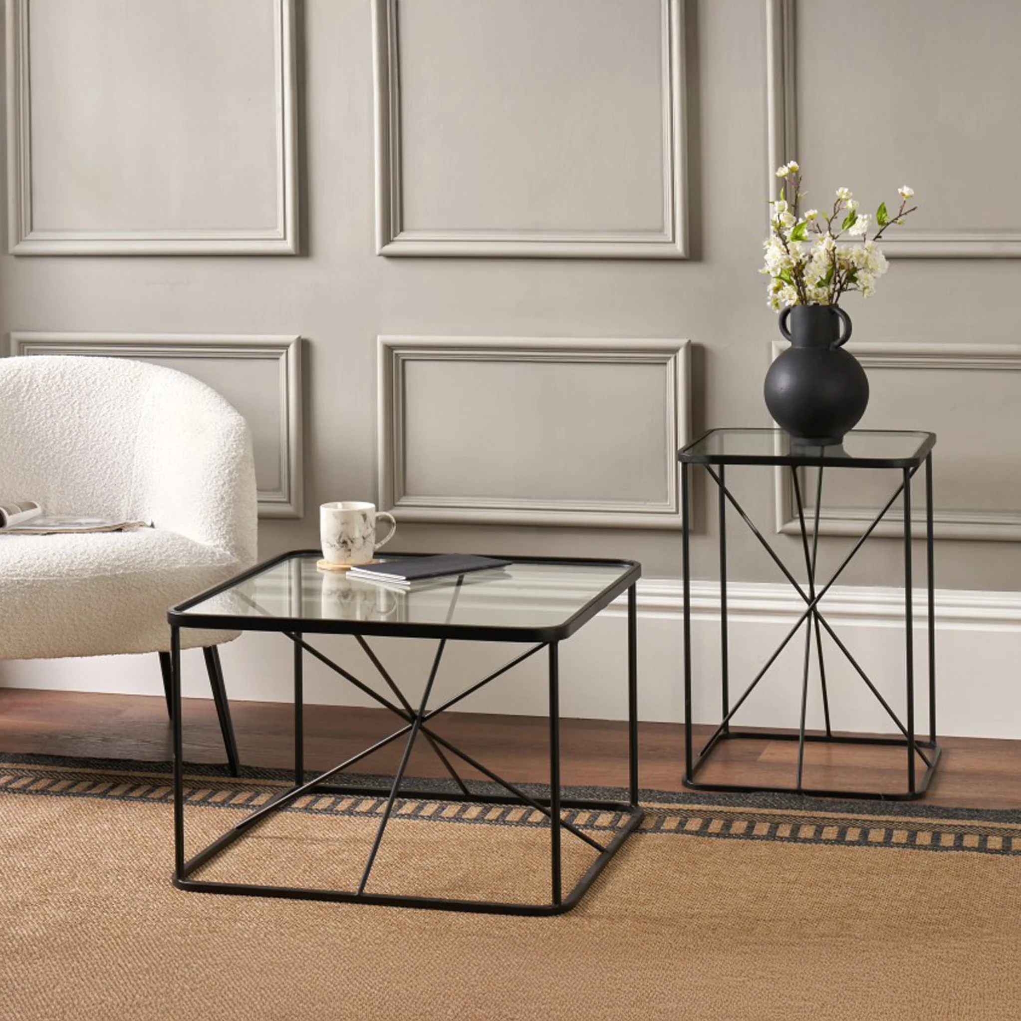Roxy Glass Top Square Side Table - Image 4