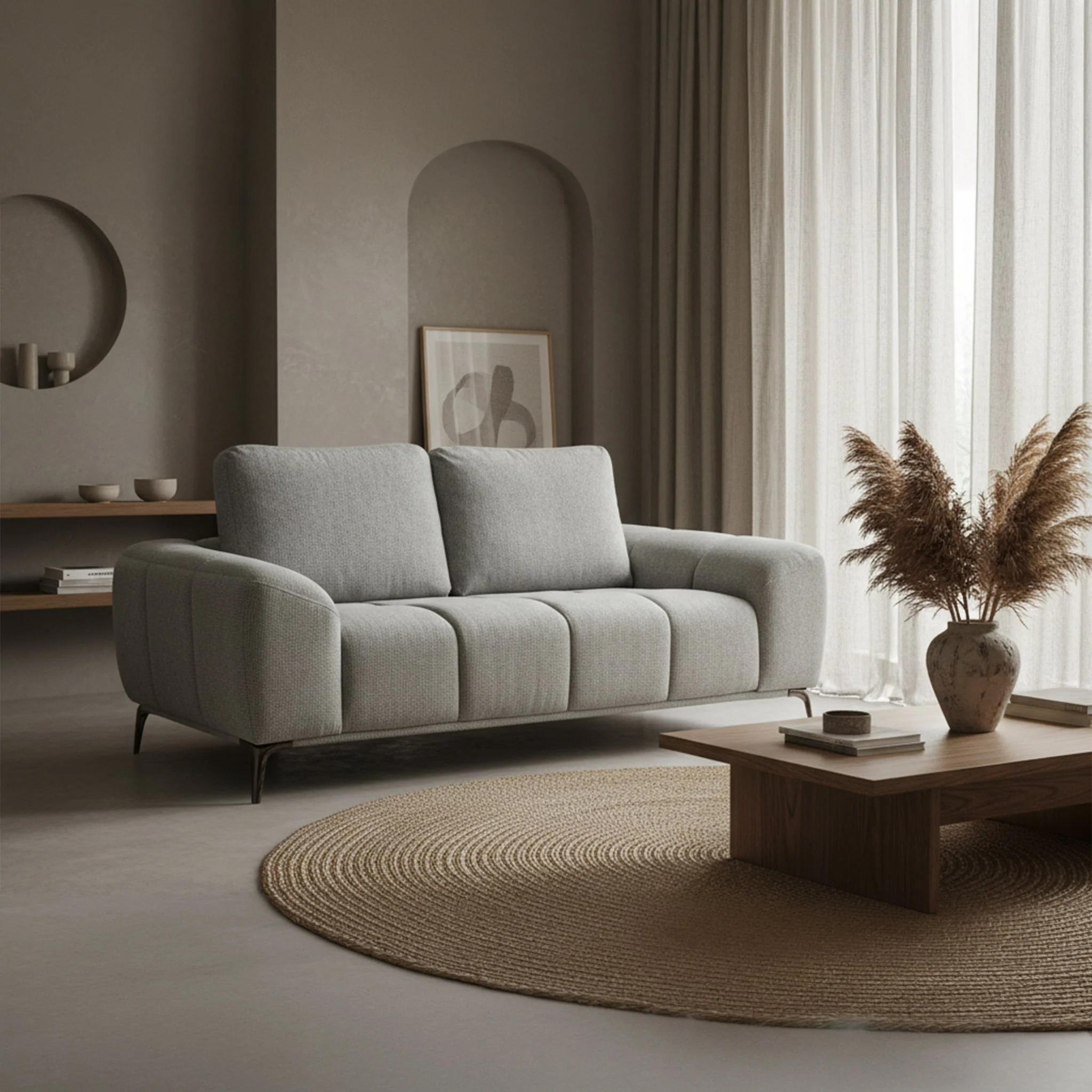 Ruelle Textured Fabric 2 Seater Sofa - Image 2