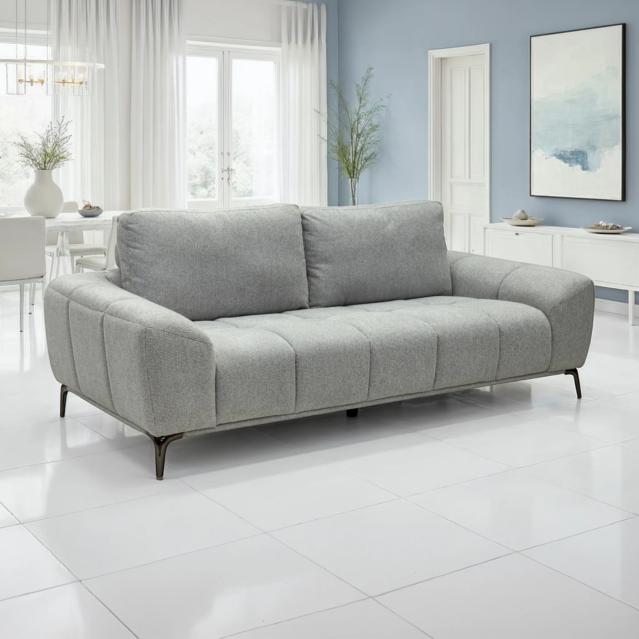Ruelle Textured Fabric 3 Seater Sofa - Image 2