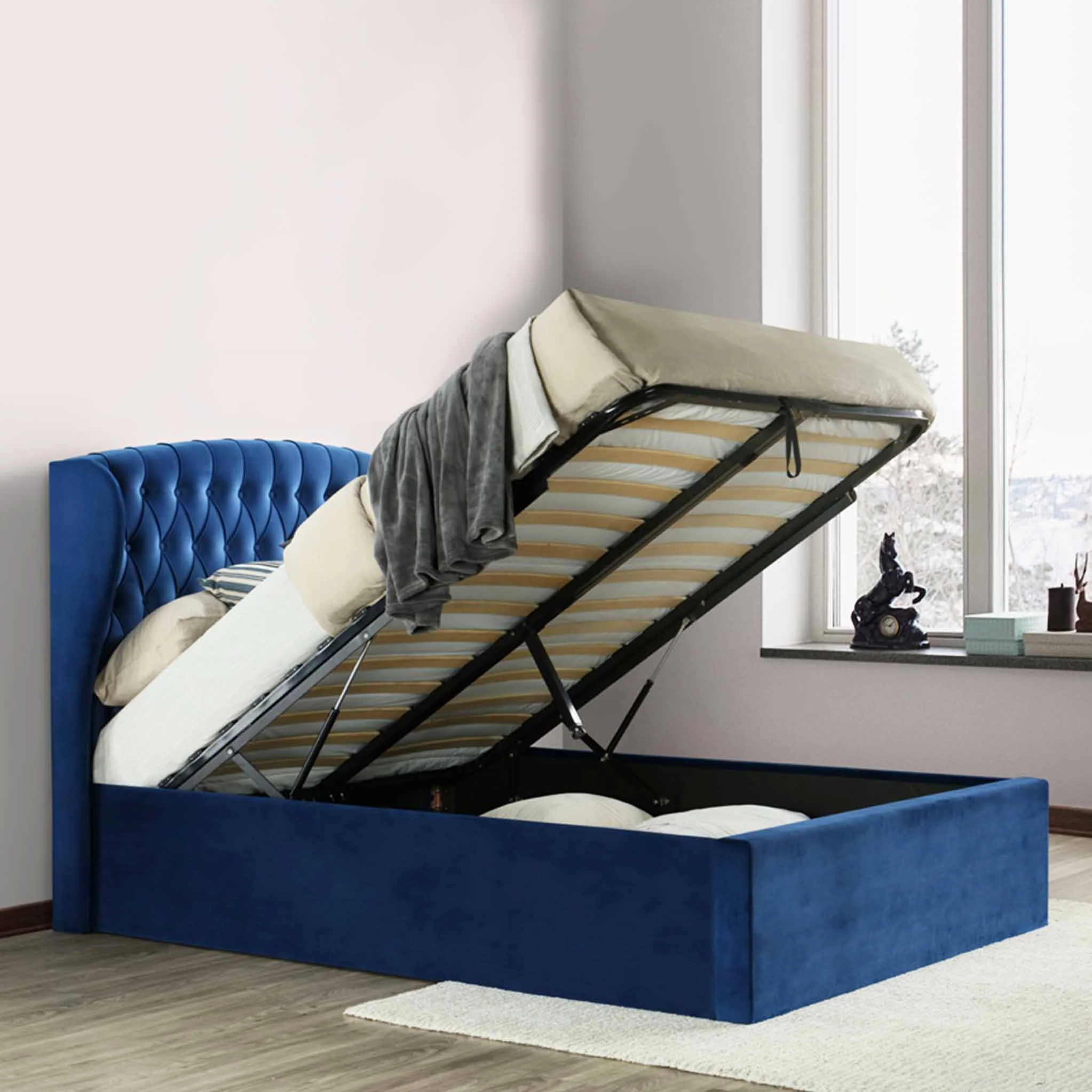 Sailsbury Velvet Ottoman Storage Bed Frame - Image 22
