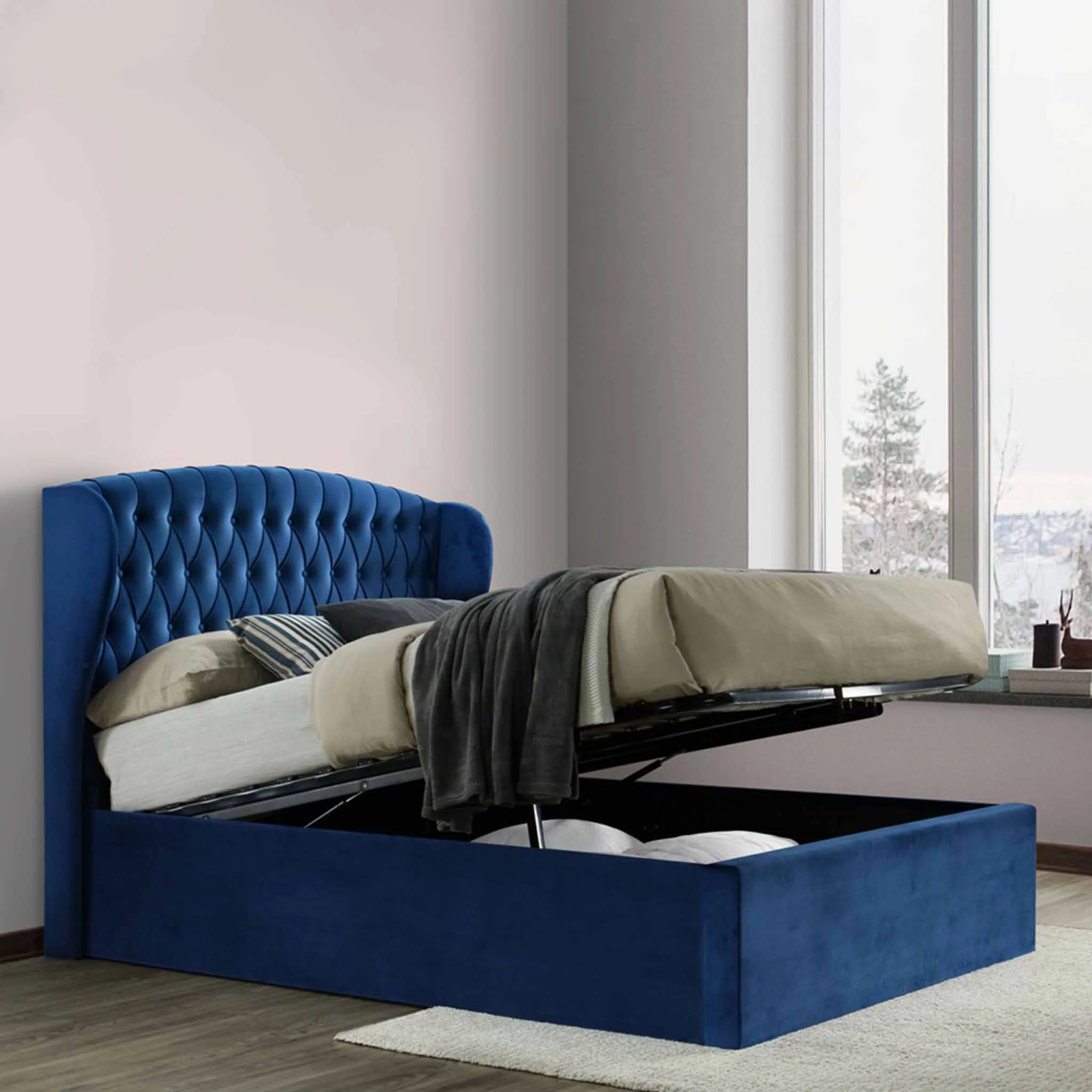 Sailsbury Velvet Ottoman Storage Bed Frame - Image 23