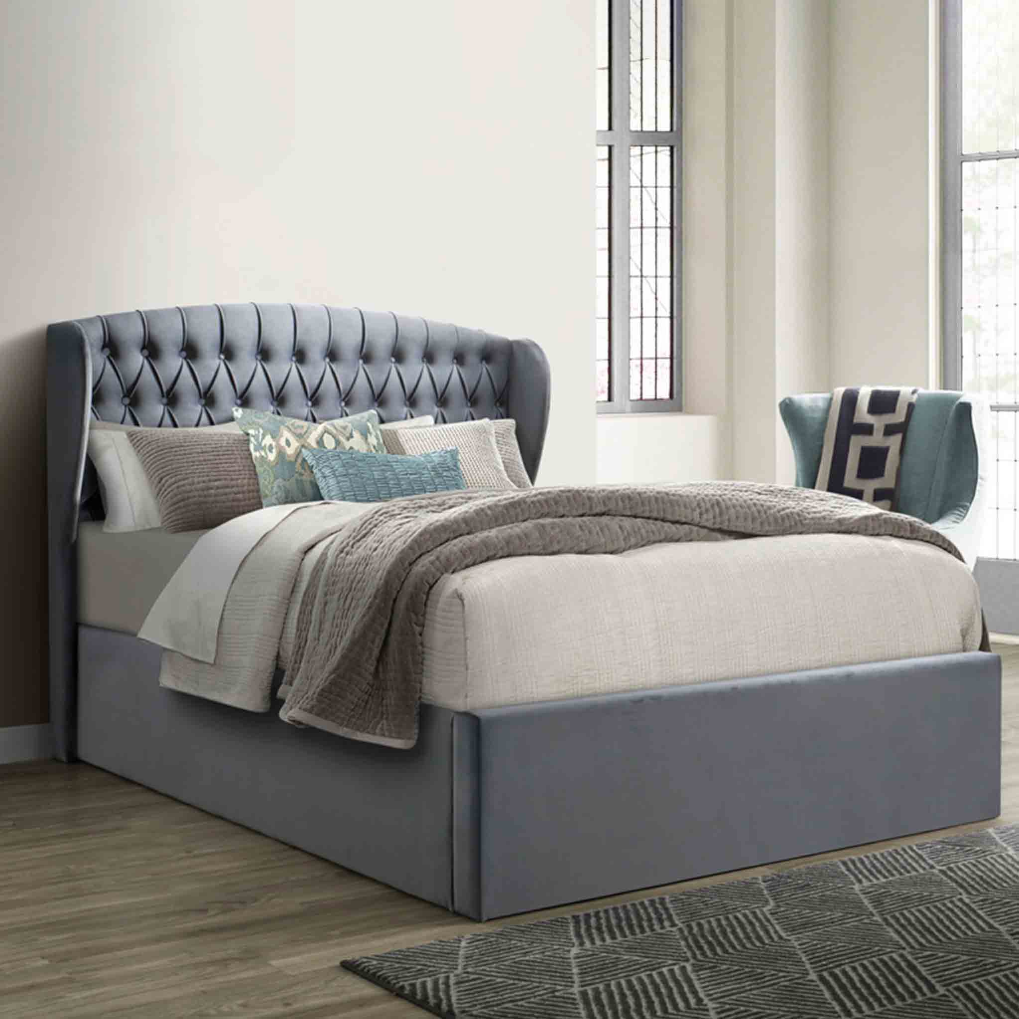 Sailsbury Velvet Ottoman Storage Bed Frame - Image 5