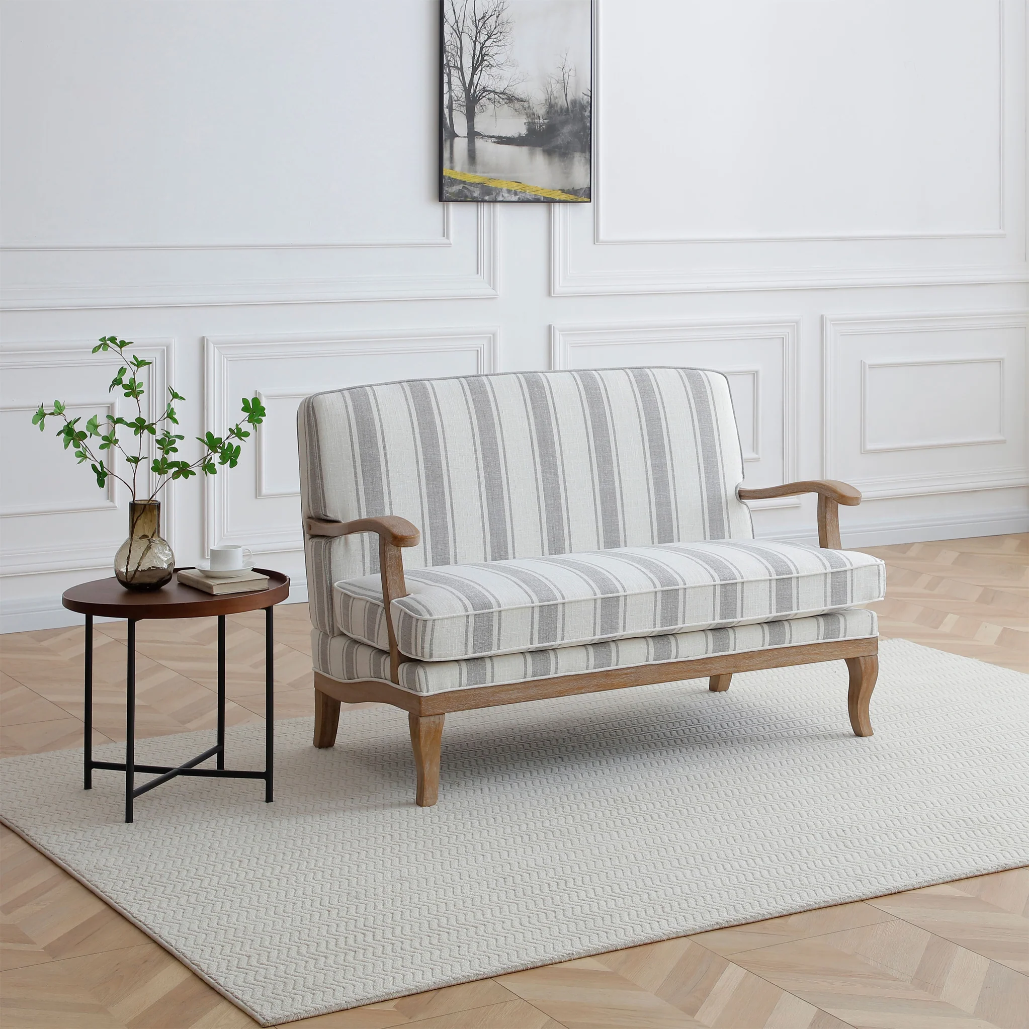 Sandringham Striped Linen 2 Seater Sofa - Image 2