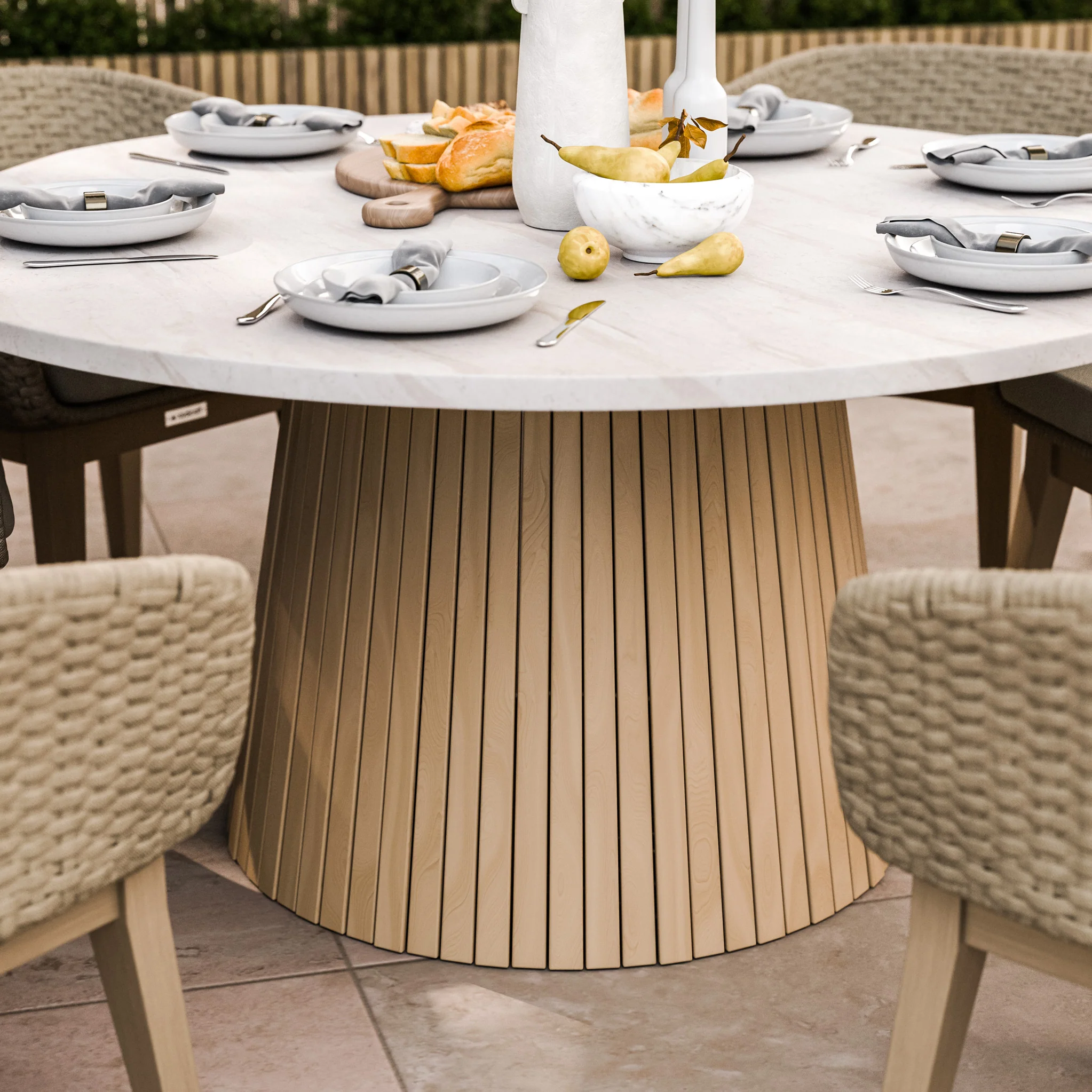 Saturn 6 Seater Round Conical Dining Set with Eden Dawn Dining Chairs - Image 2