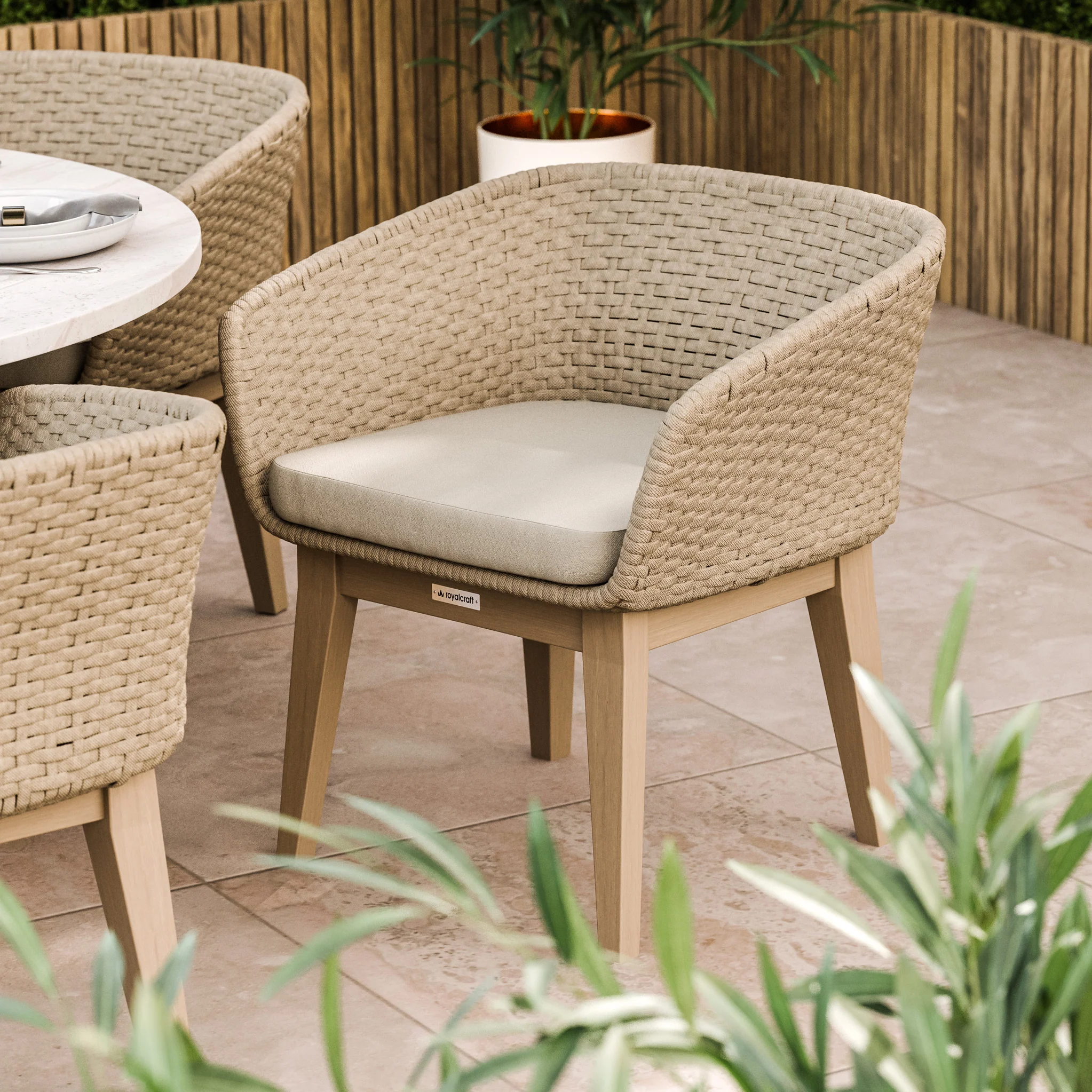 Saturn 6 Seater Round Conical Dining Set with Eden Dawn Dining Chairs - Image 3