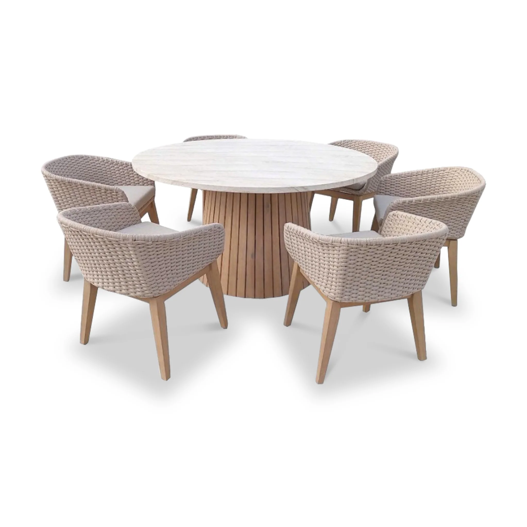 Saturn 6 Seater Round Conical Dining Set with Eden Dawn Dining Chairs - Image 5