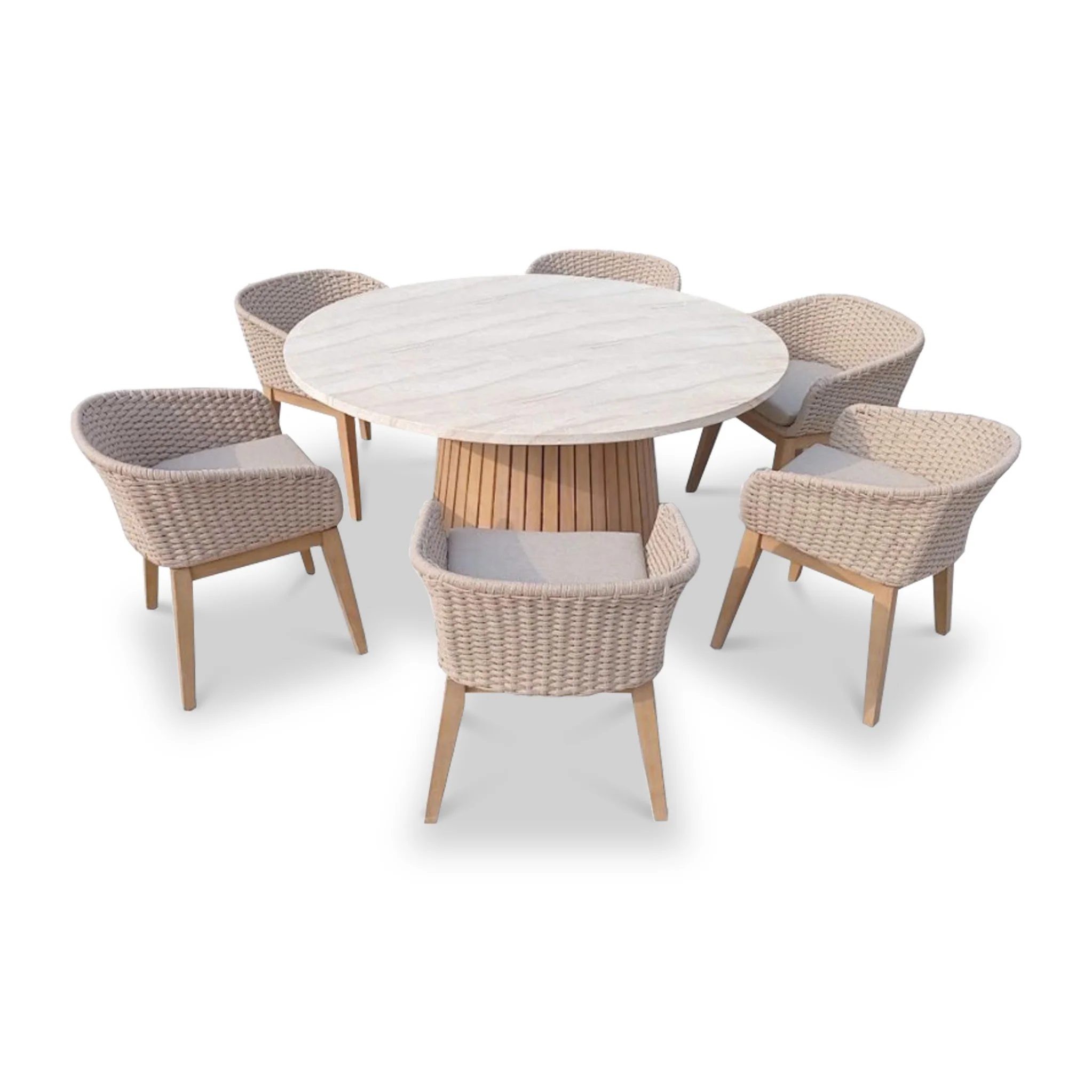 Saturn 6 Seater Round Conical Dining Set with Eden Dawn Dining Chairs - Image 6