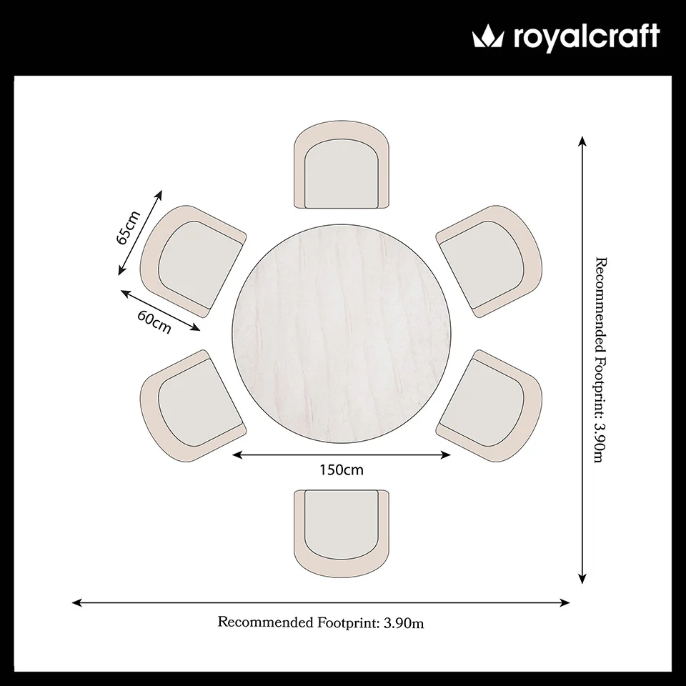 Saturn 6 Seater Round Conical Dining Set with Eden Dawn Dining Chairs - Image 9