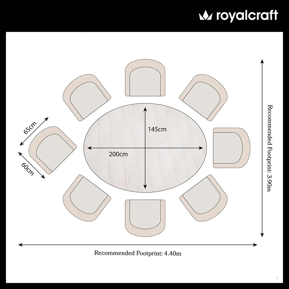 Saturn 8 Seater Ellipse D Conical Dining Set with Eden Dawn Dining Chairs - Image 9