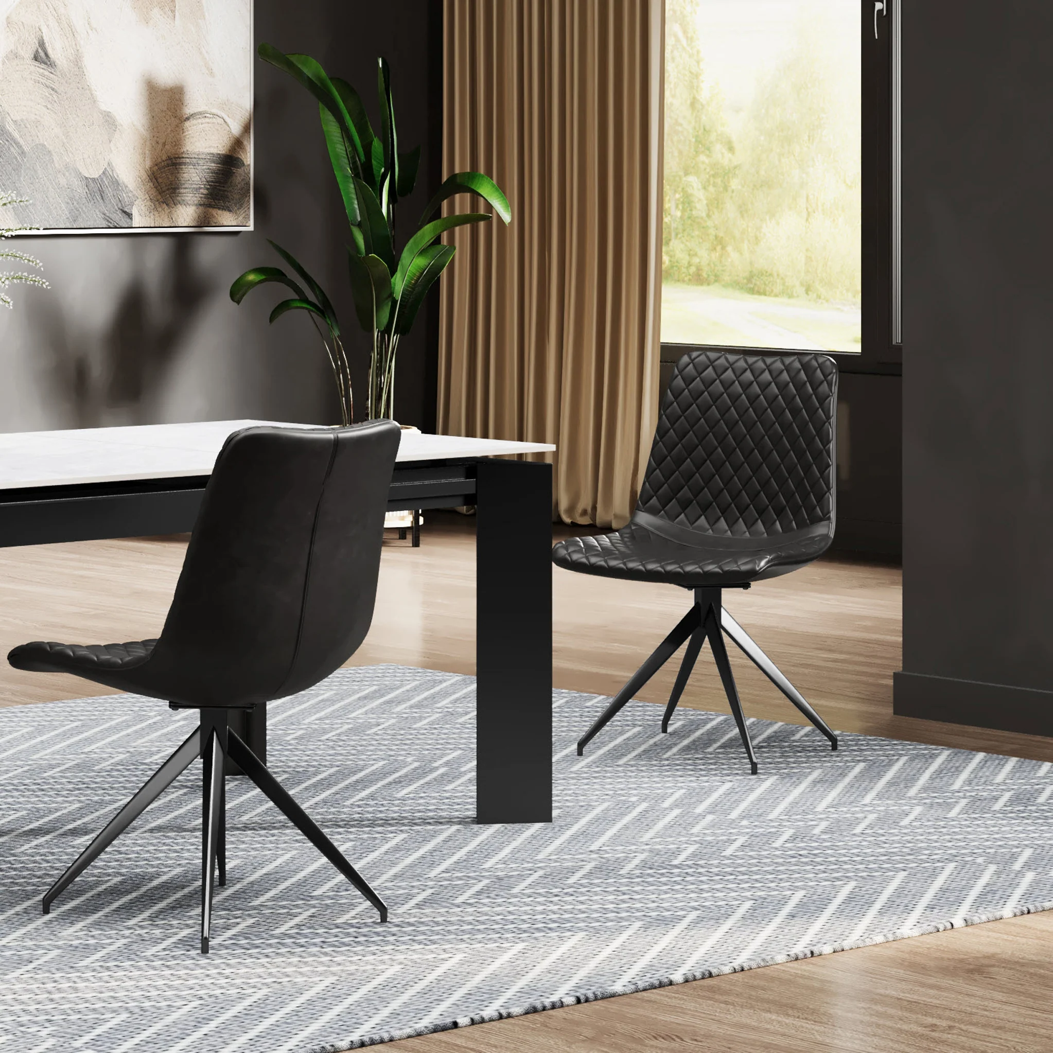 Saunder Faux Leather Swivel Dining Chair - Image 2